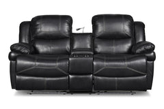FLYNN CONSOLE LOVESEAT W/ READING LIGHT- BLACK - MyWaynesHome #