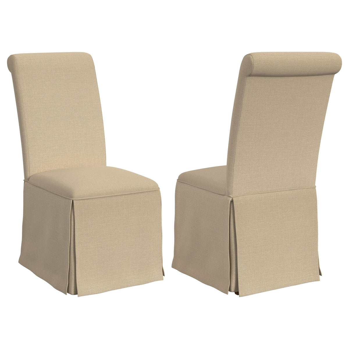 Shawna Upholstered Skirted Dining Chair Khaki (set Of 2) - MyWaynesHome #