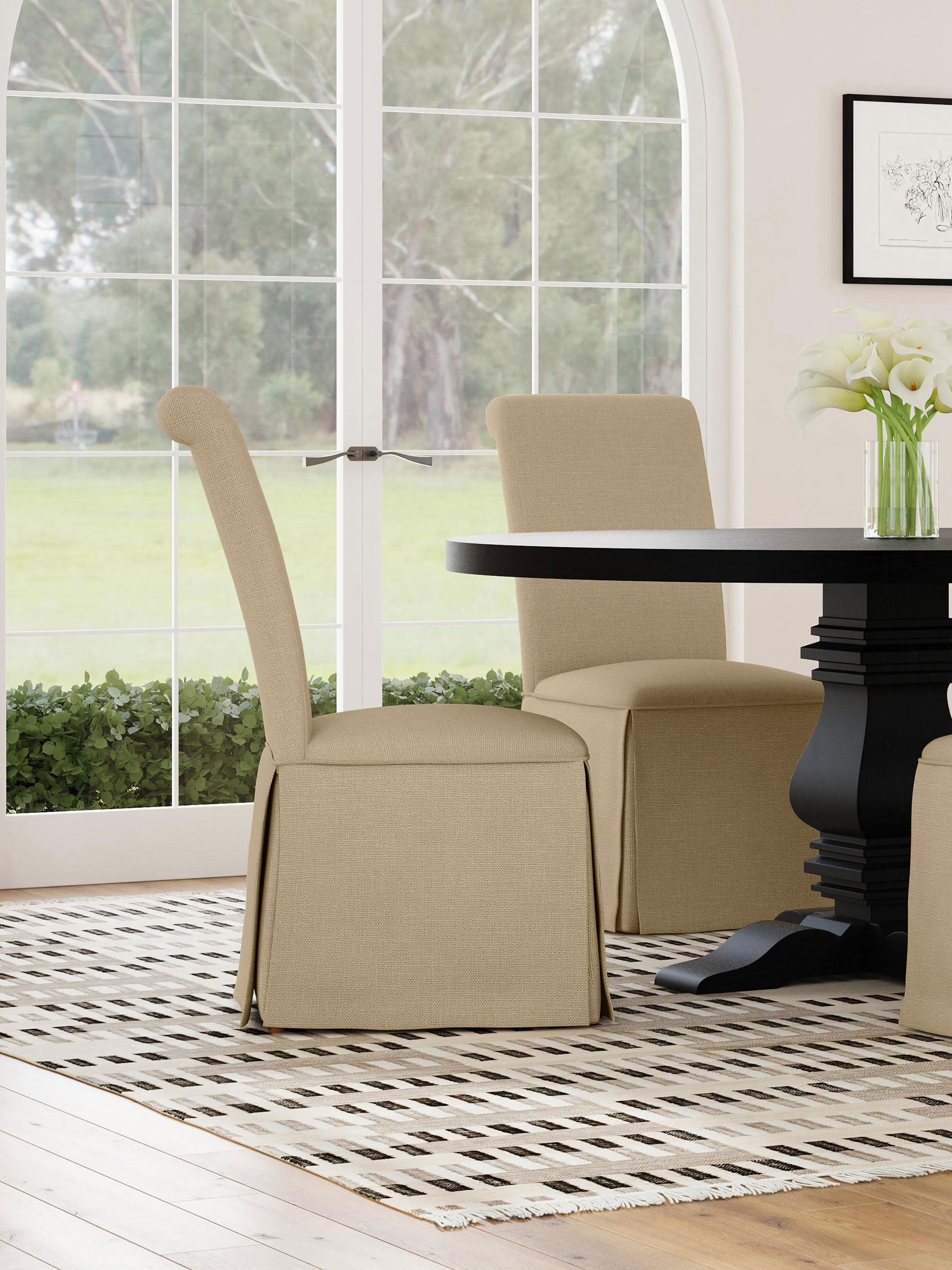 Shawna Upholstered Skirted Dining Chair Khaki (set Of 2) - MyWaynesHome #