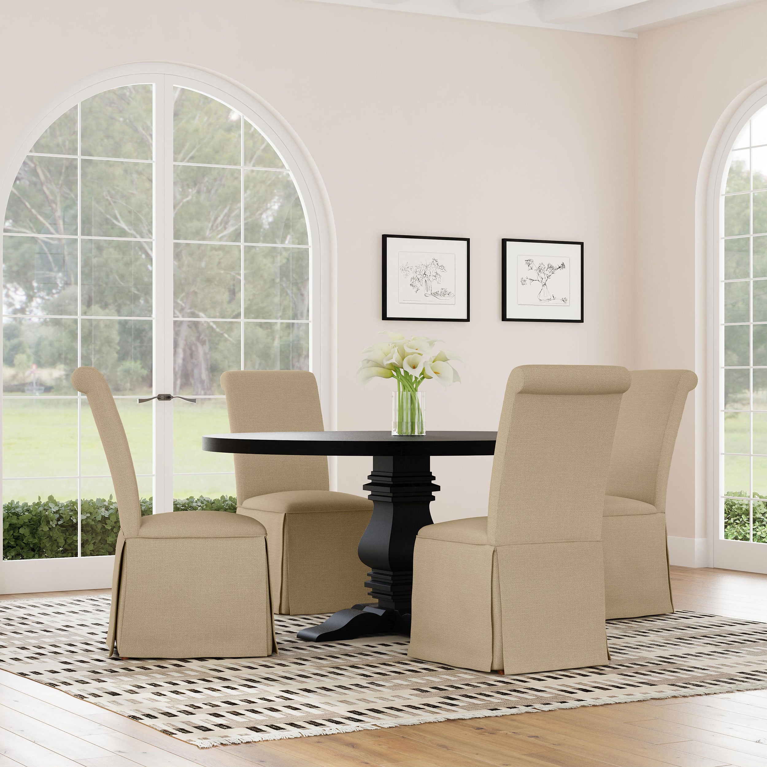 Shawna Upholstered Skirted Dining Chair Khaki (set Of 2) - MyWaynesHome #