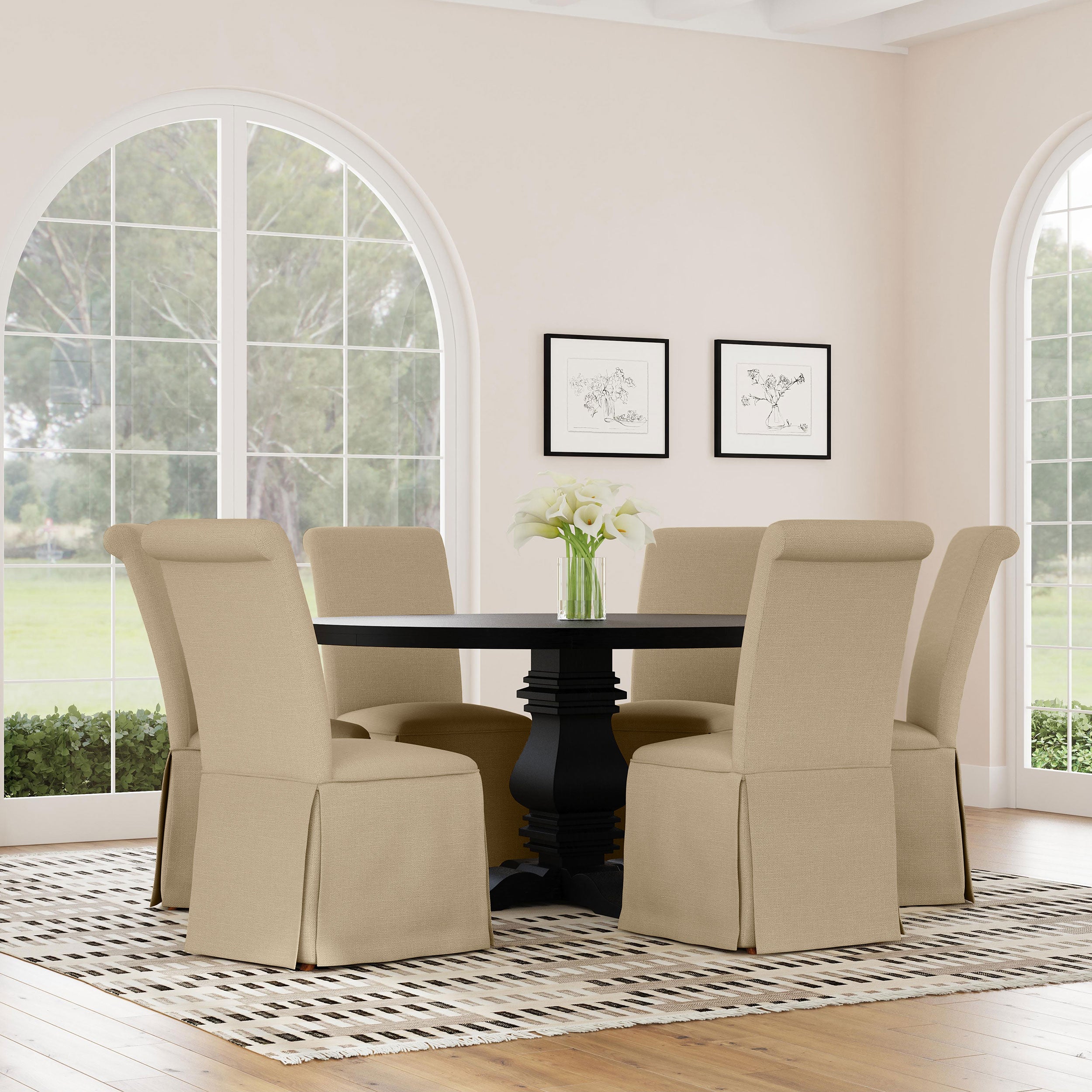 Shawna Upholstered Skirted Dining Chair Khaki (set Of 2) - MyWaynesHome #