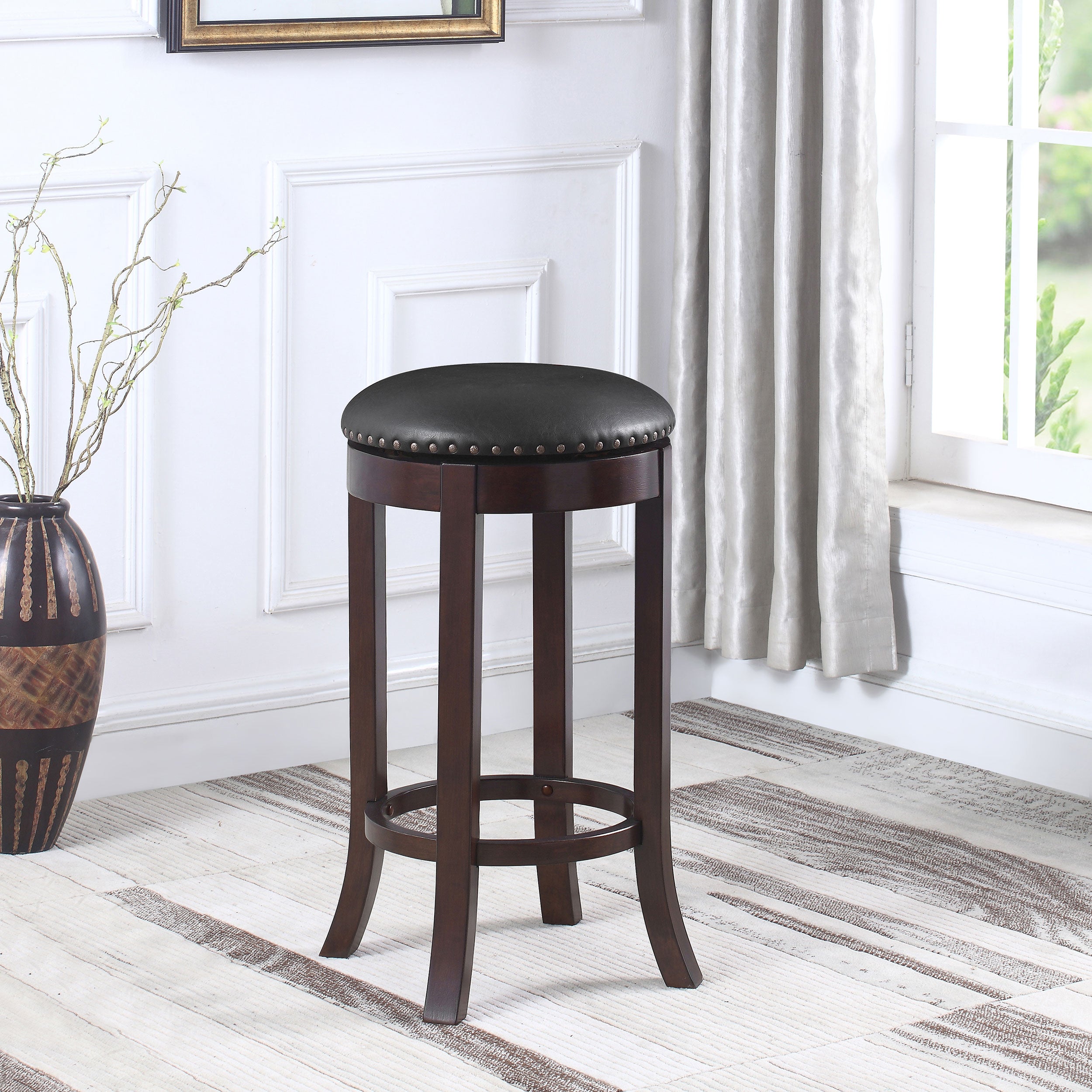 Aboushi Black Swivel Bar Stool - MyWaynesHome #