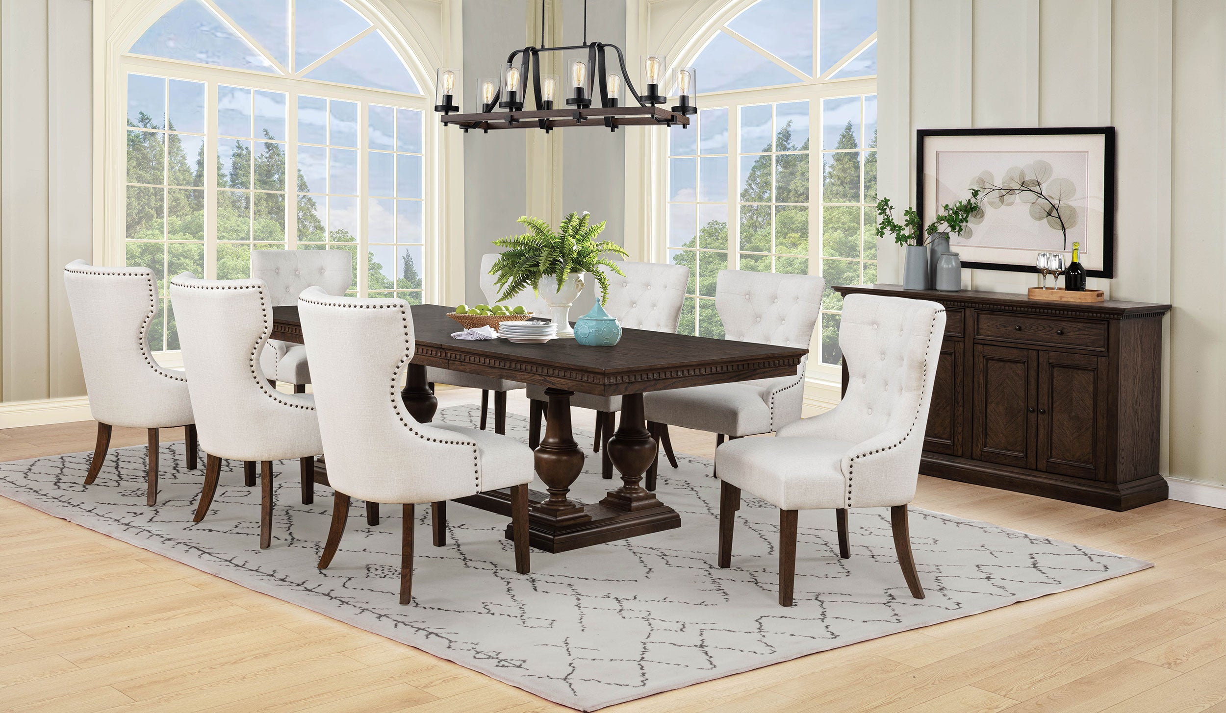 Ridgewell Rectangular Trestle Dining Table Dark Oak