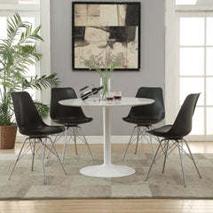 Lowry 5-piece Round Dining Table Set White And Black - MyWaynesHome #