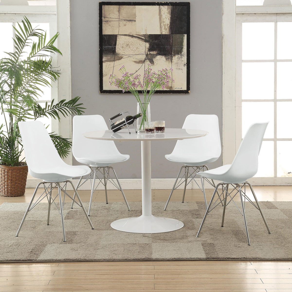 Lowry 5-piece Round Dining Table Set White - MyWaynesHome #