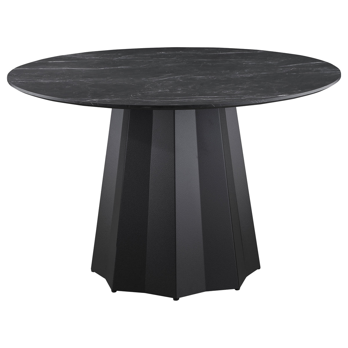 Camden Round 48-inch Faux Marble Top Dining Table Black - MyWaynesHome #