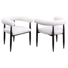 Camden Boucle Upholstered Dining Arm Chair Cream (set Of 2) - MyWaynesHome #