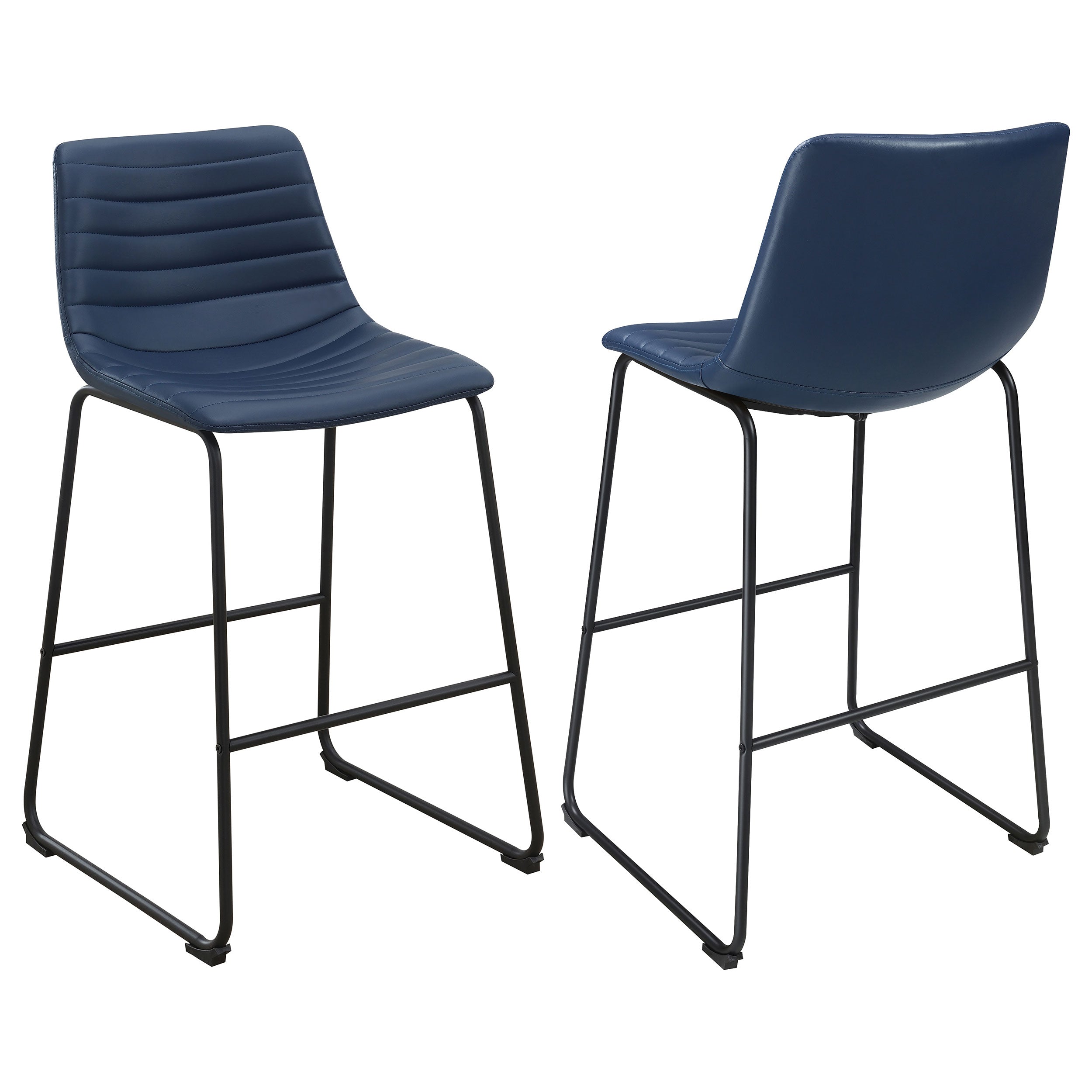 Zuni Faux Leather Upholstered Counter Chair Blue (set Of 2) - MyWaynesHome #