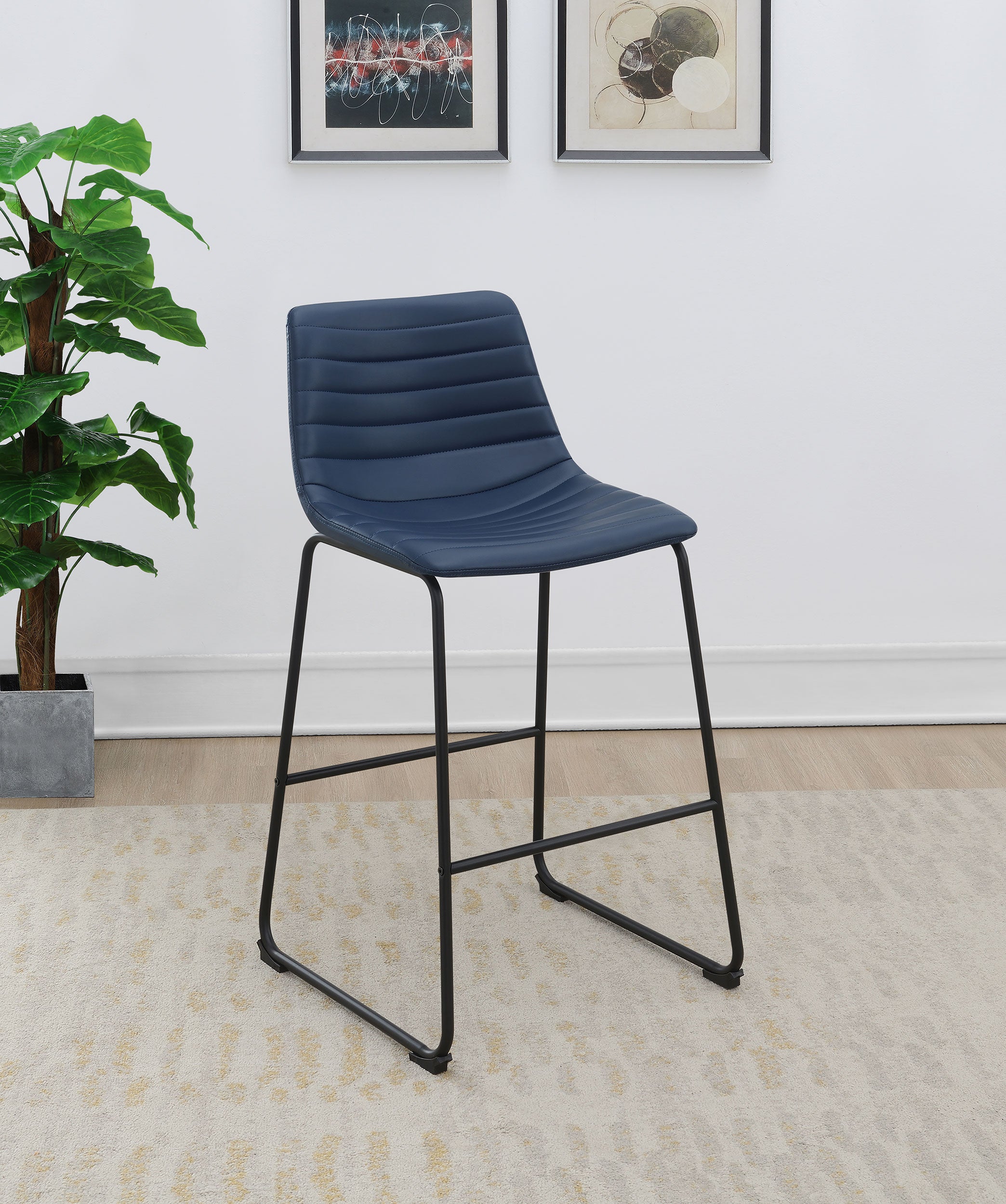 Zuni Faux Leather Upholstered Counter Chair Blue (set Of 2) - MyWaynesHome #