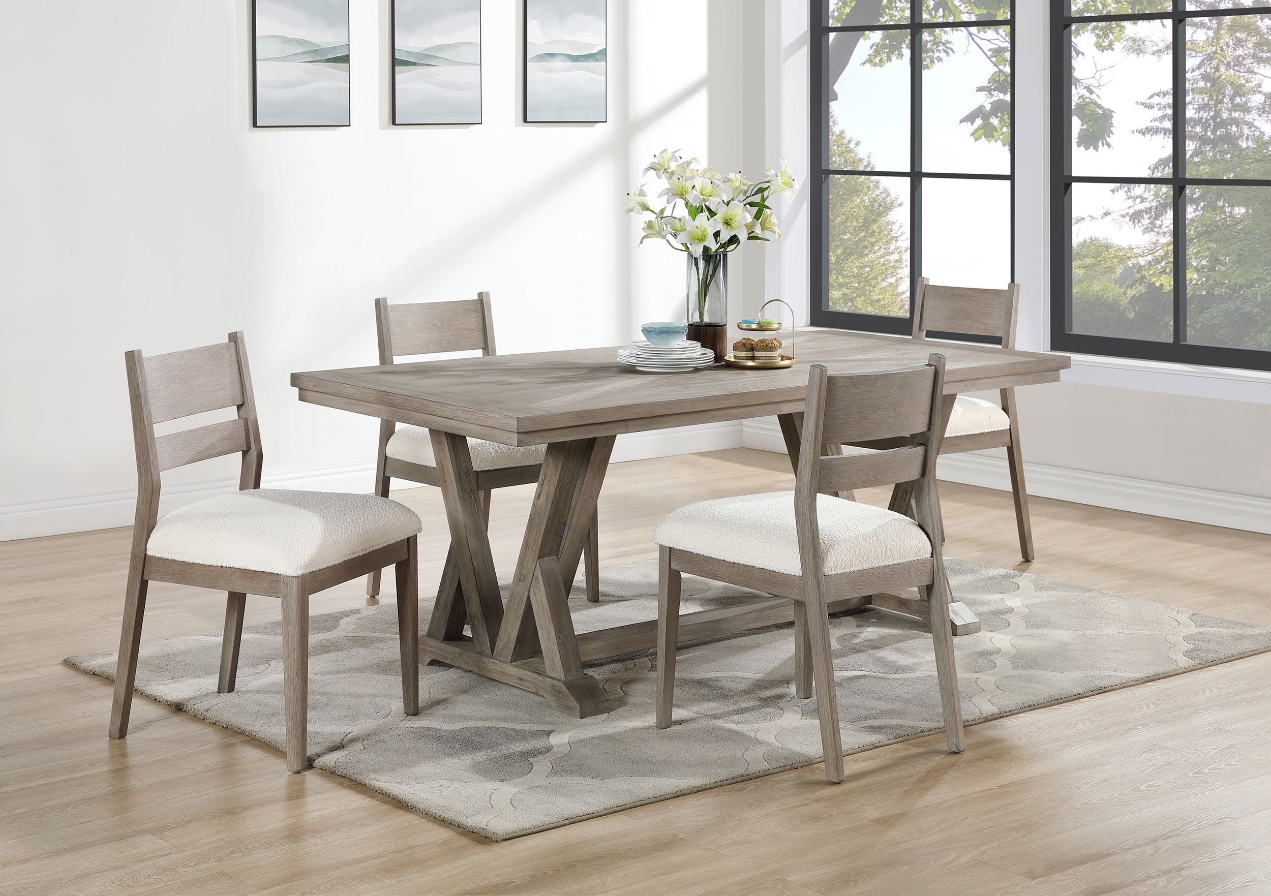 Cornelia 5-piece Rectangular Dining Table Set Coastal Grey - MyWaynesHome #