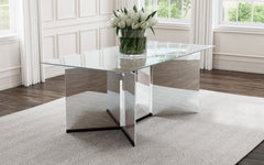 Emery 76-inch Rectangular Mirrored Dining Table Silver - MyWaynesHome #