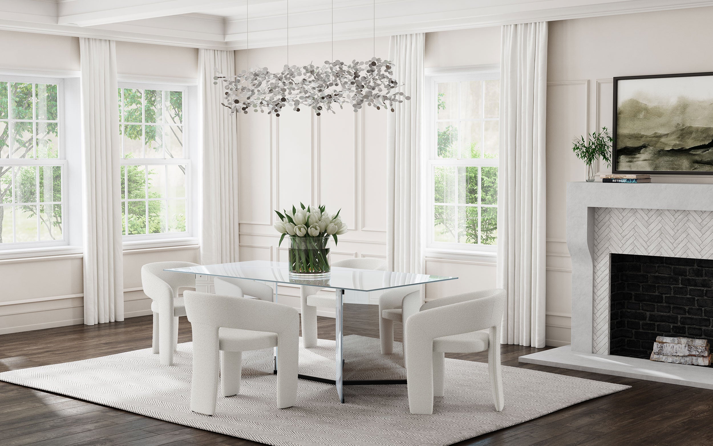 Emery 76-inch Rectangular Mirrored Dining Table Silver - MyWaynesHome #