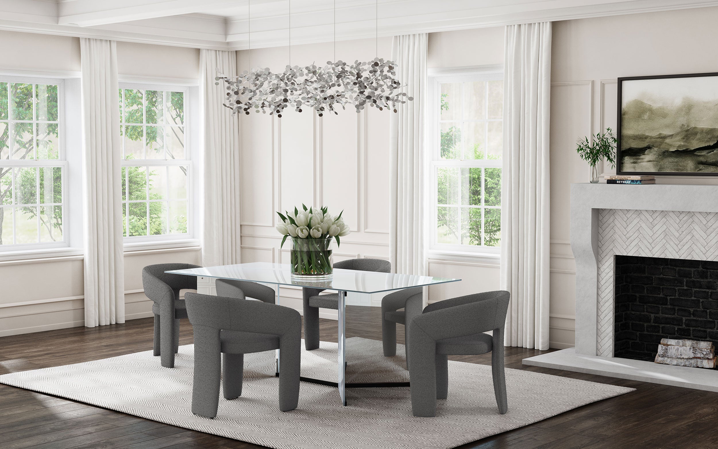 Emery 76-inch Rectangular Mirrored Dining Table Silver - MyWaynesHome #