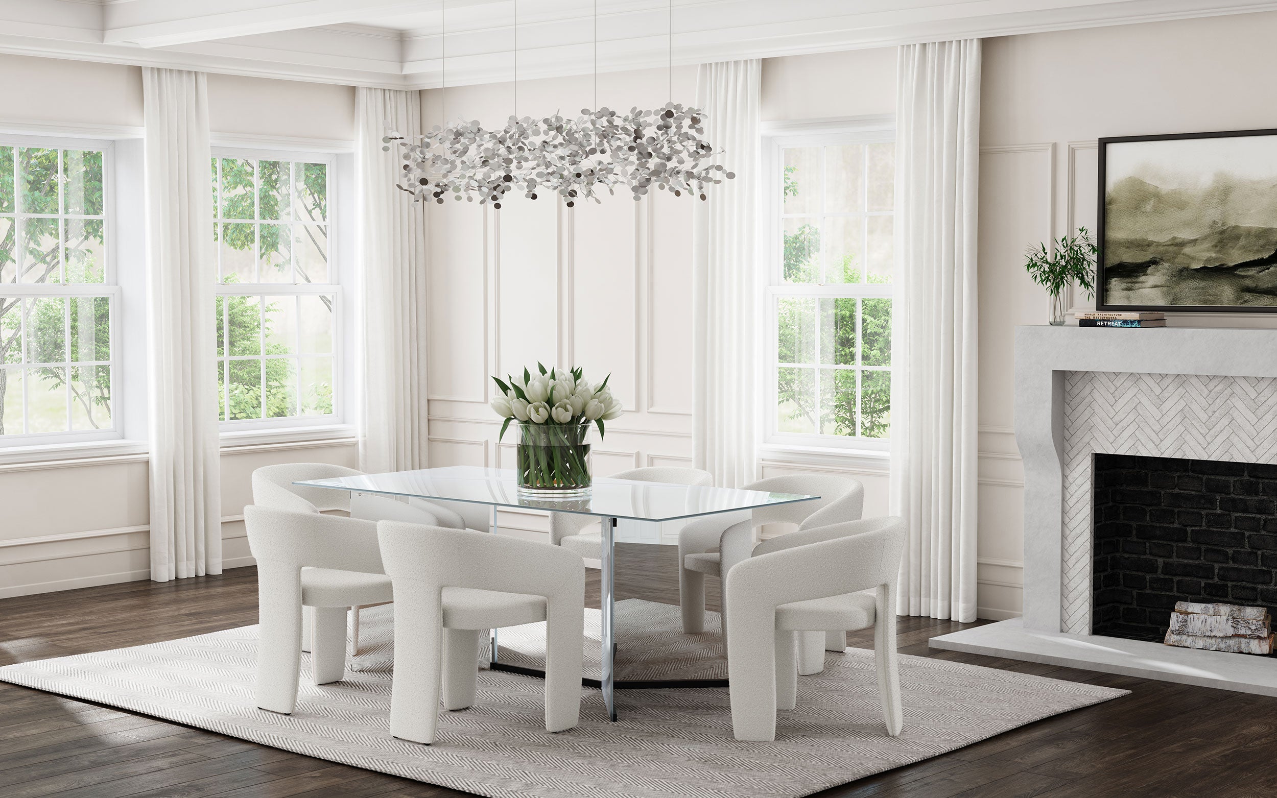 Emery 76-inch Rectangular Mirrored Dining Table Silver - MyWaynesHome #