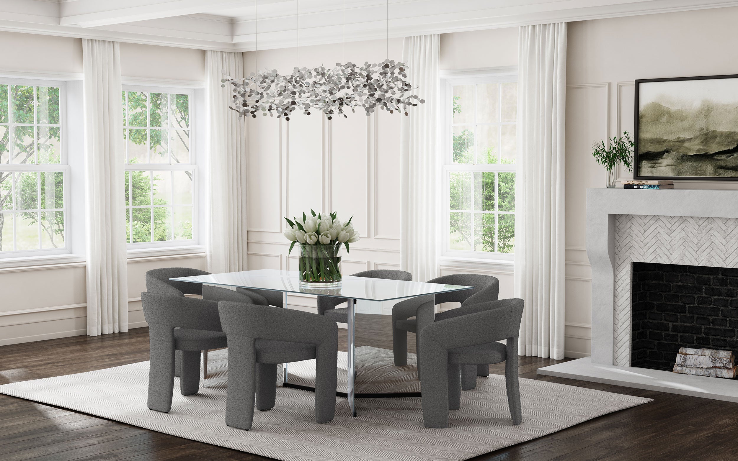 Emery 76-inch Rectangular Mirrored Dining Table Silver - MyWaynesHome #