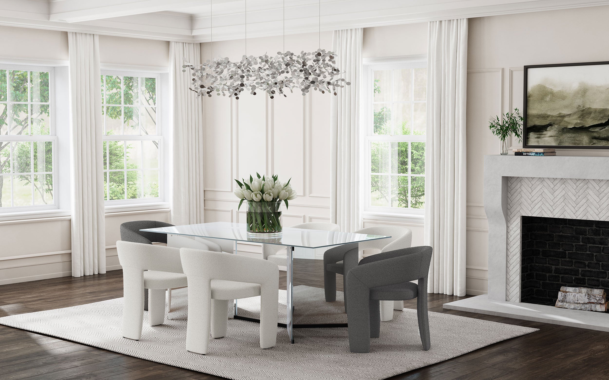 Emery 76-inch Rectangular Mirrored Dining Table Silver - MyWaynesHome #