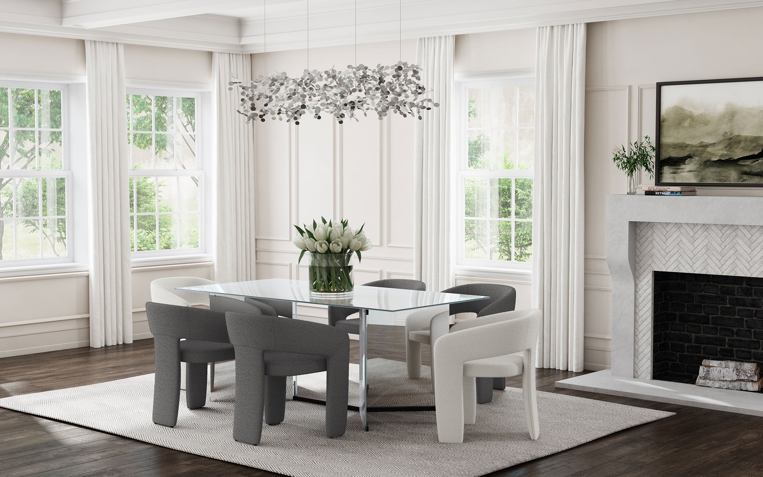 Emery 76-inch Rectangular Mirrored Dining Table Silver - MyWaynesHome #
