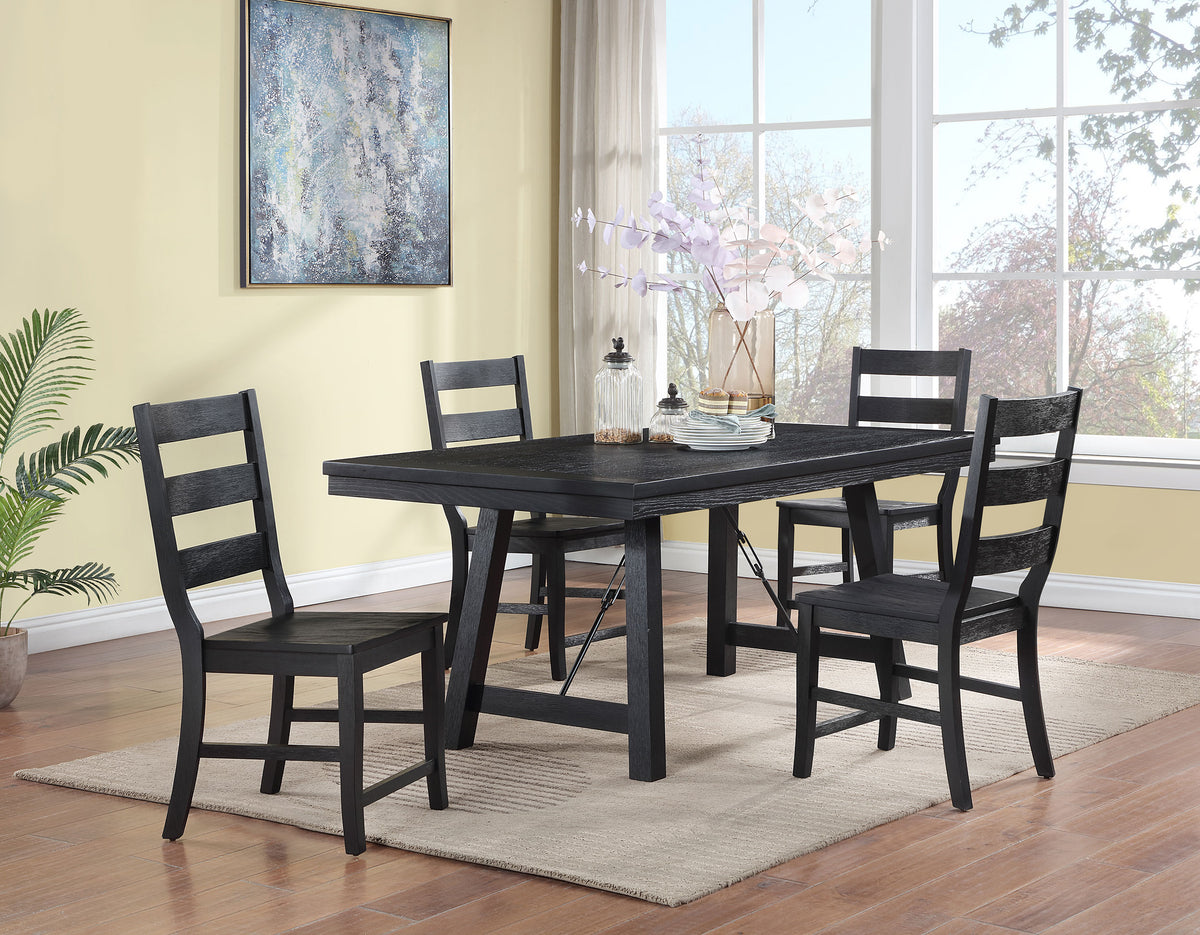 Newport 5-piece Rectangular Trestle Dining Table Set Black - MyWaynesHome #