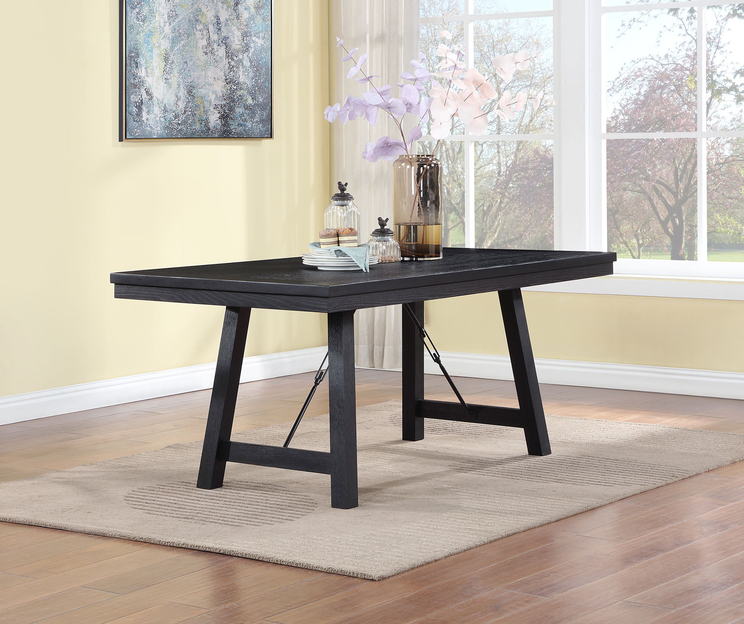 Newport Rectangular 72-inch Wood Trestle Dining Table Black - MyWaynesHome #