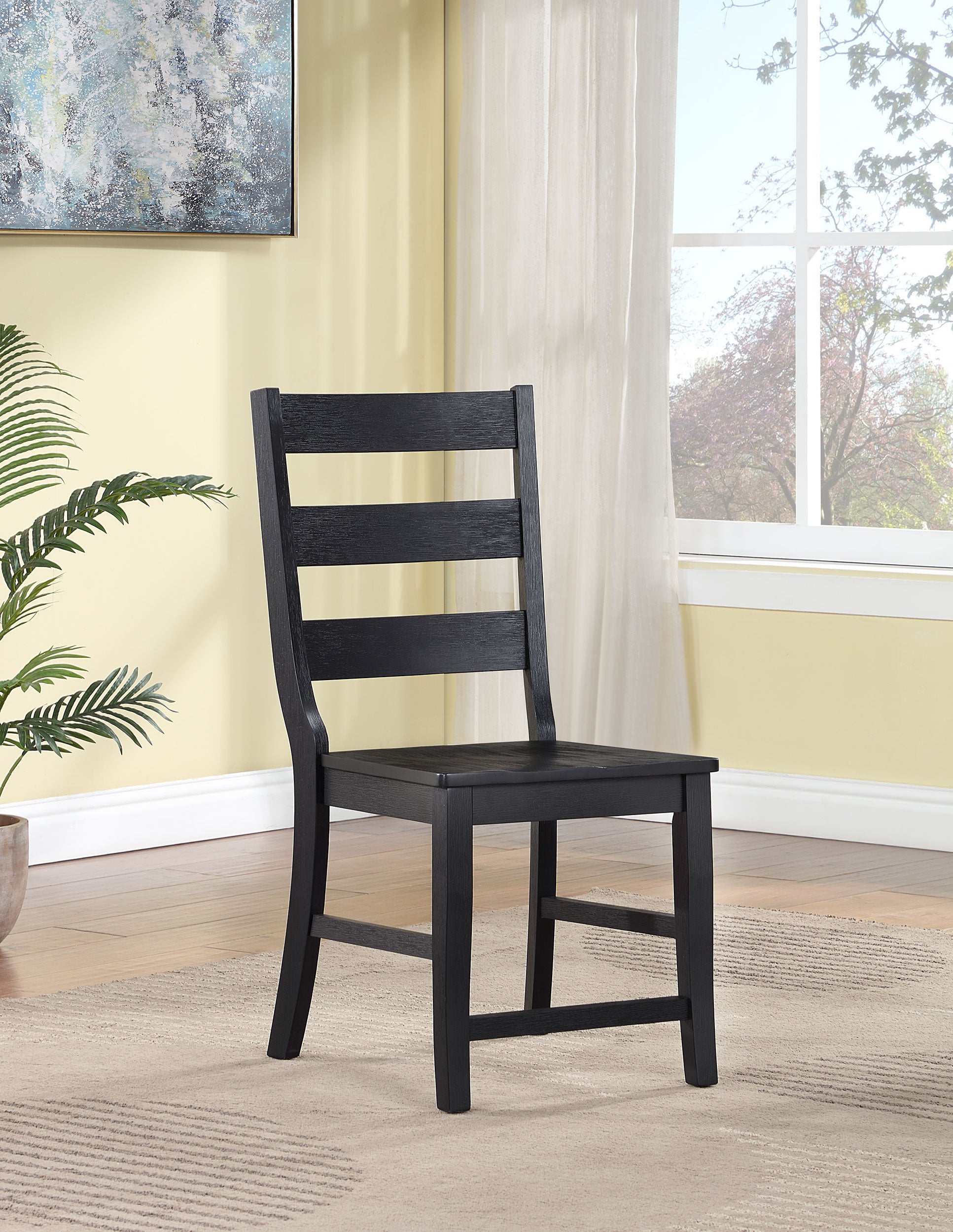 Newport Ladder Back Wood Dining Side Chair Black (set Of 2) - MyWaynesHome #