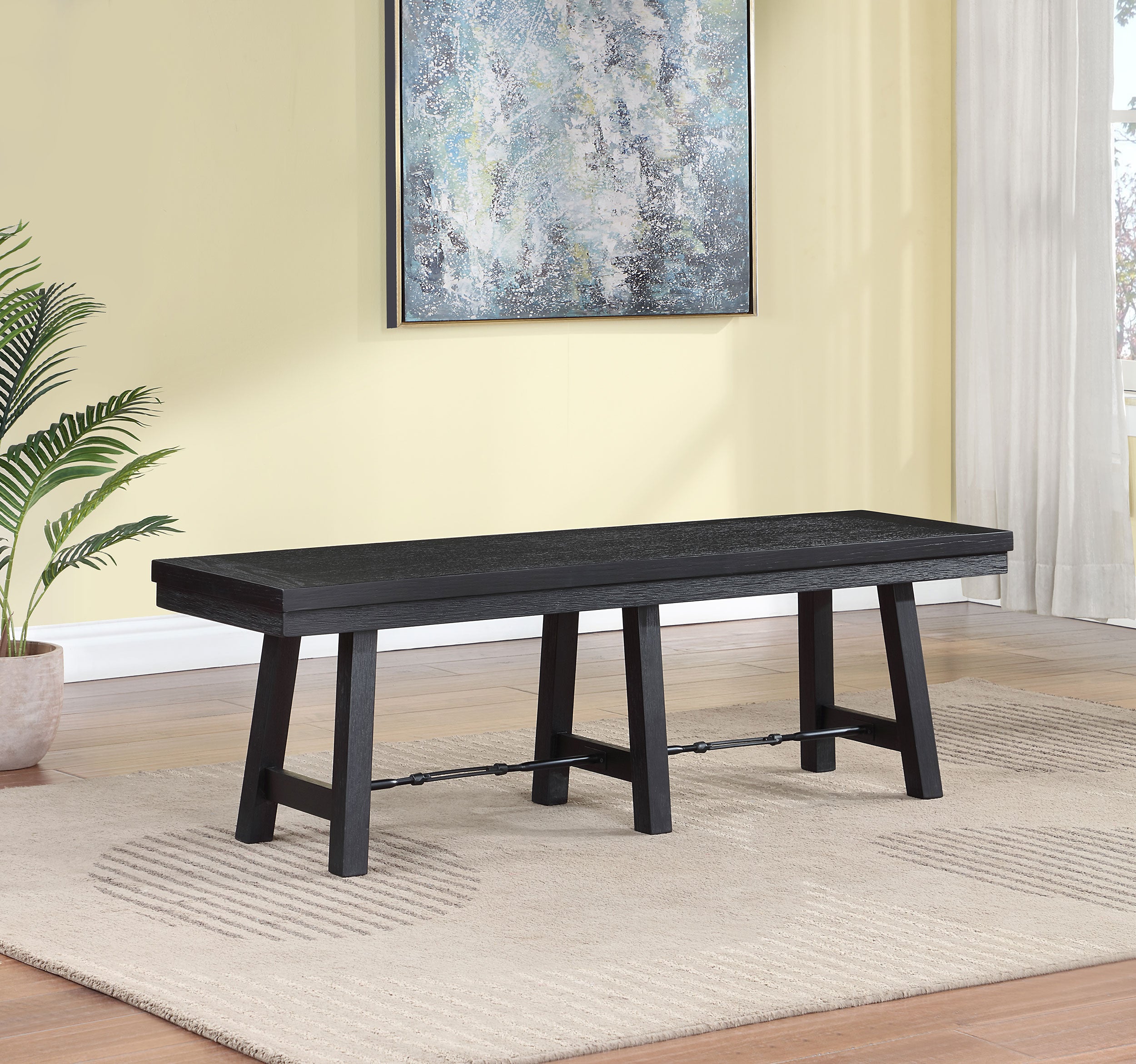 Newport Wood Trestle Base Dining Bench Black - MyWaynesHome #