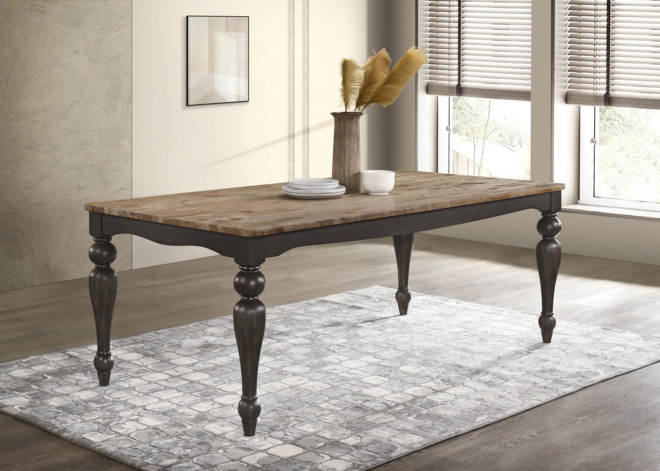 Bridget Rectangular 79-inch Dining Table Brown Brushed - MyWaynesHome #