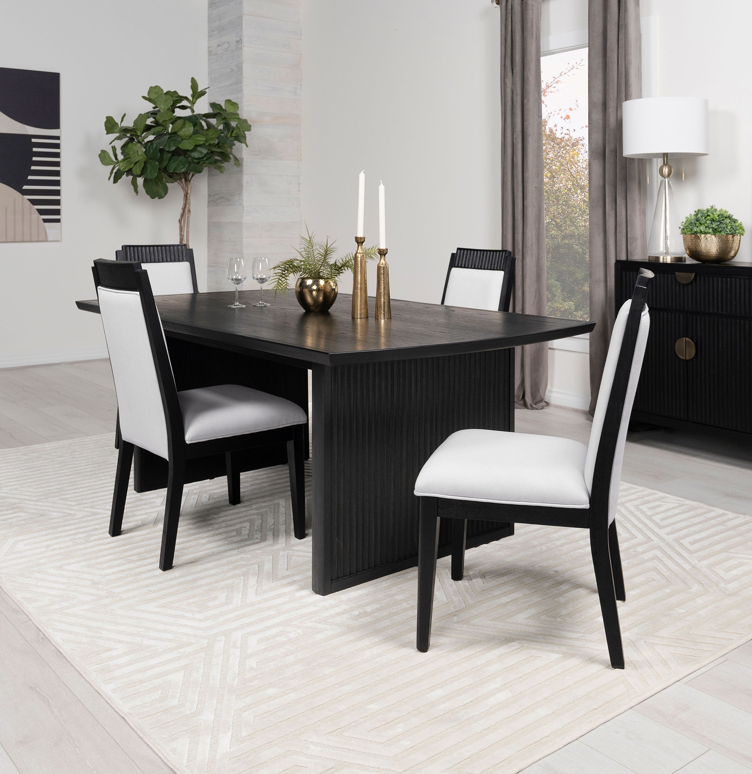 Brookmead 5-piece Extension Leaf Dining Table Set Black - MyWaynesHome #