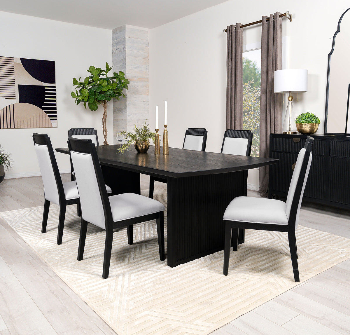Brookmead 7-piece Extension Leaf Dining Table Set Black - MyWaynesHome #