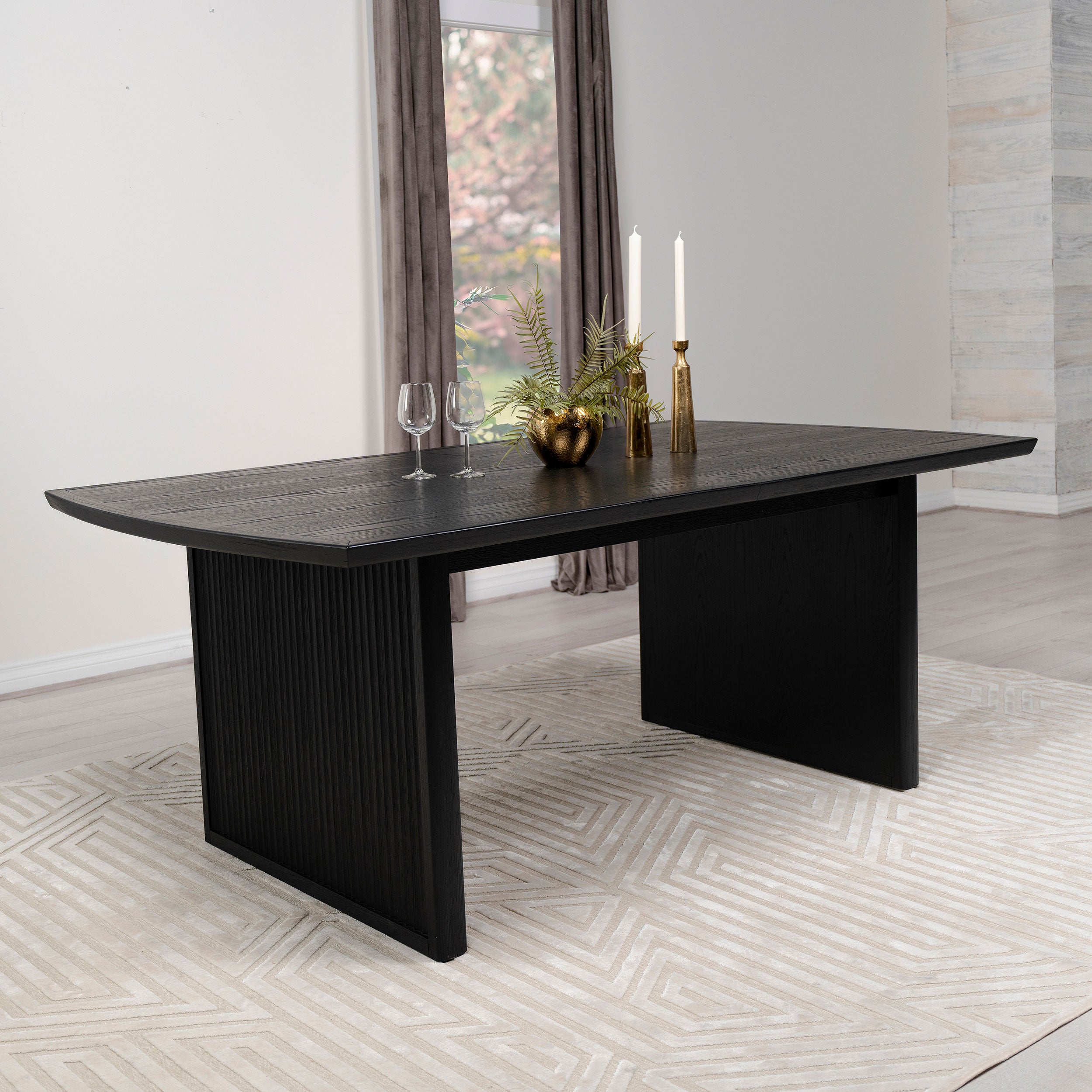 Brookmead 100-inch Extension Leaf Dining Table Black - MyWaynesHome #