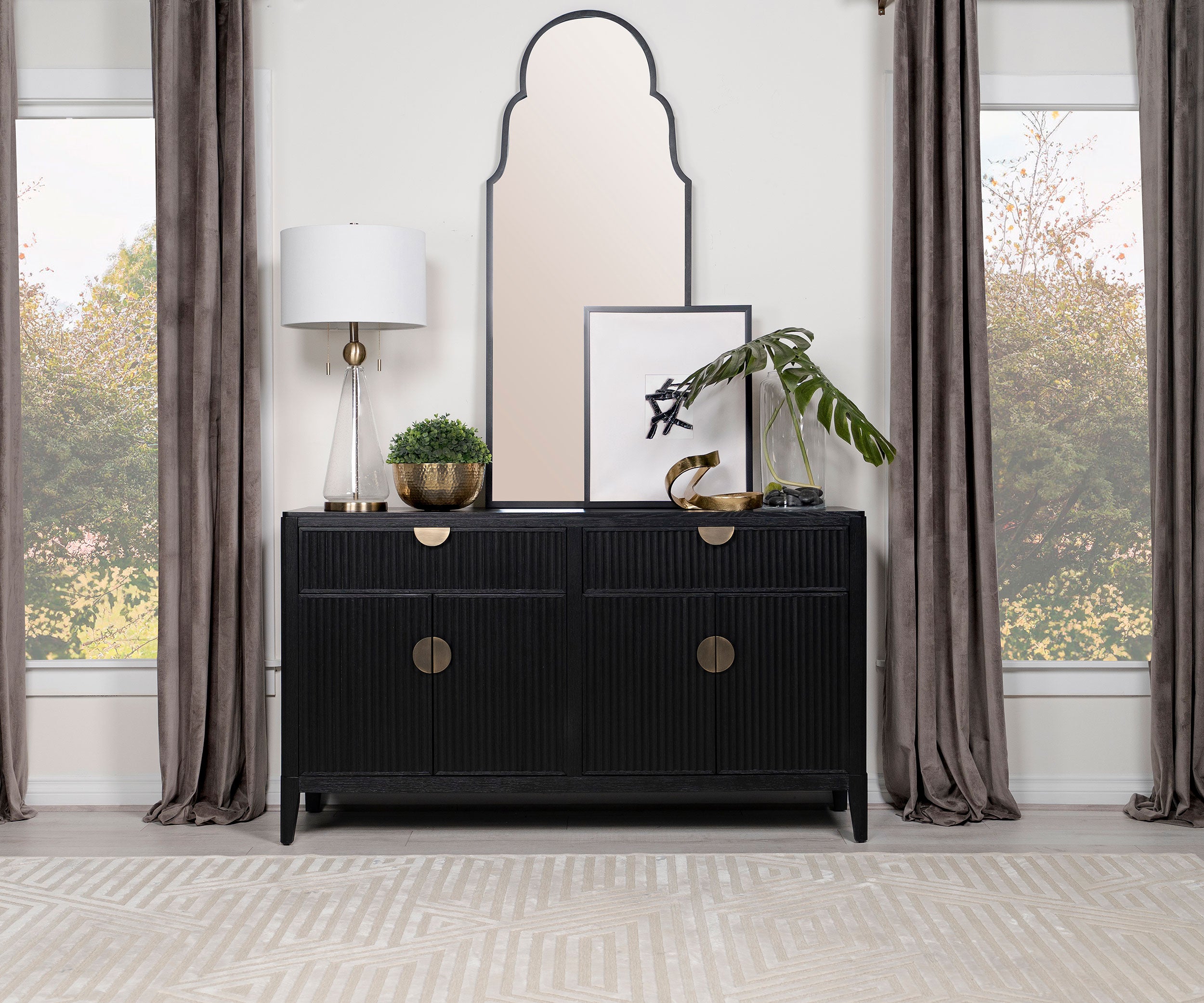 Brookmead - 4 Door Sideboard Buffet Storage Cabinet - Black Brookmead - 4 Door Sideboard Buffet Storage Cabinet - Black