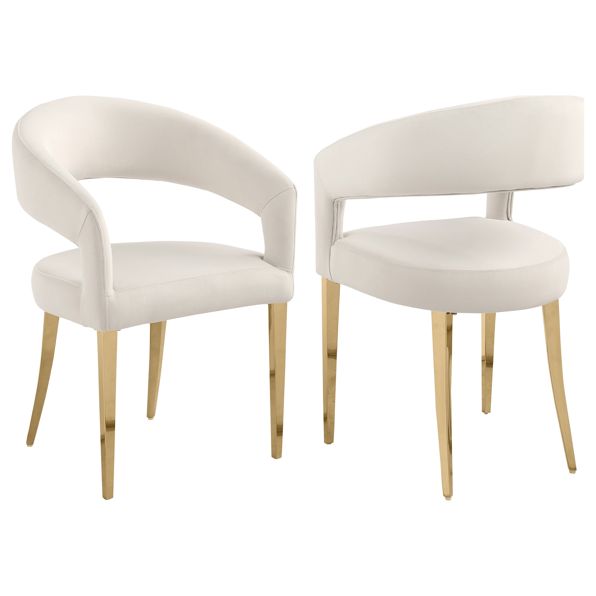 Galiano Velvet Upholstered Dining Arm Cream Beige (set Of 2) - MyWaynesHome #