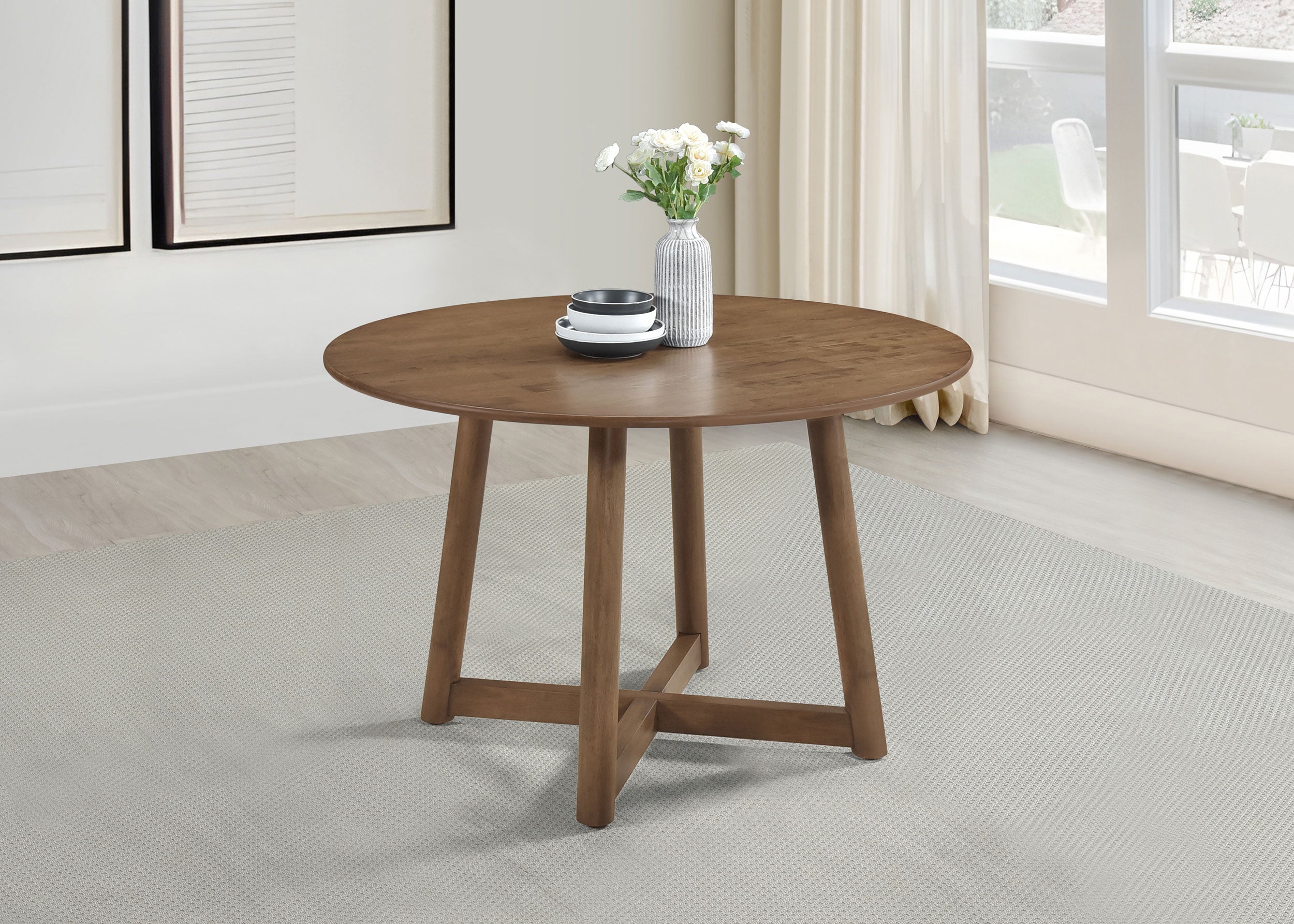 Dinah Round 47-inch Solid Wood Dining Table Walnut - MyWaynesHome #