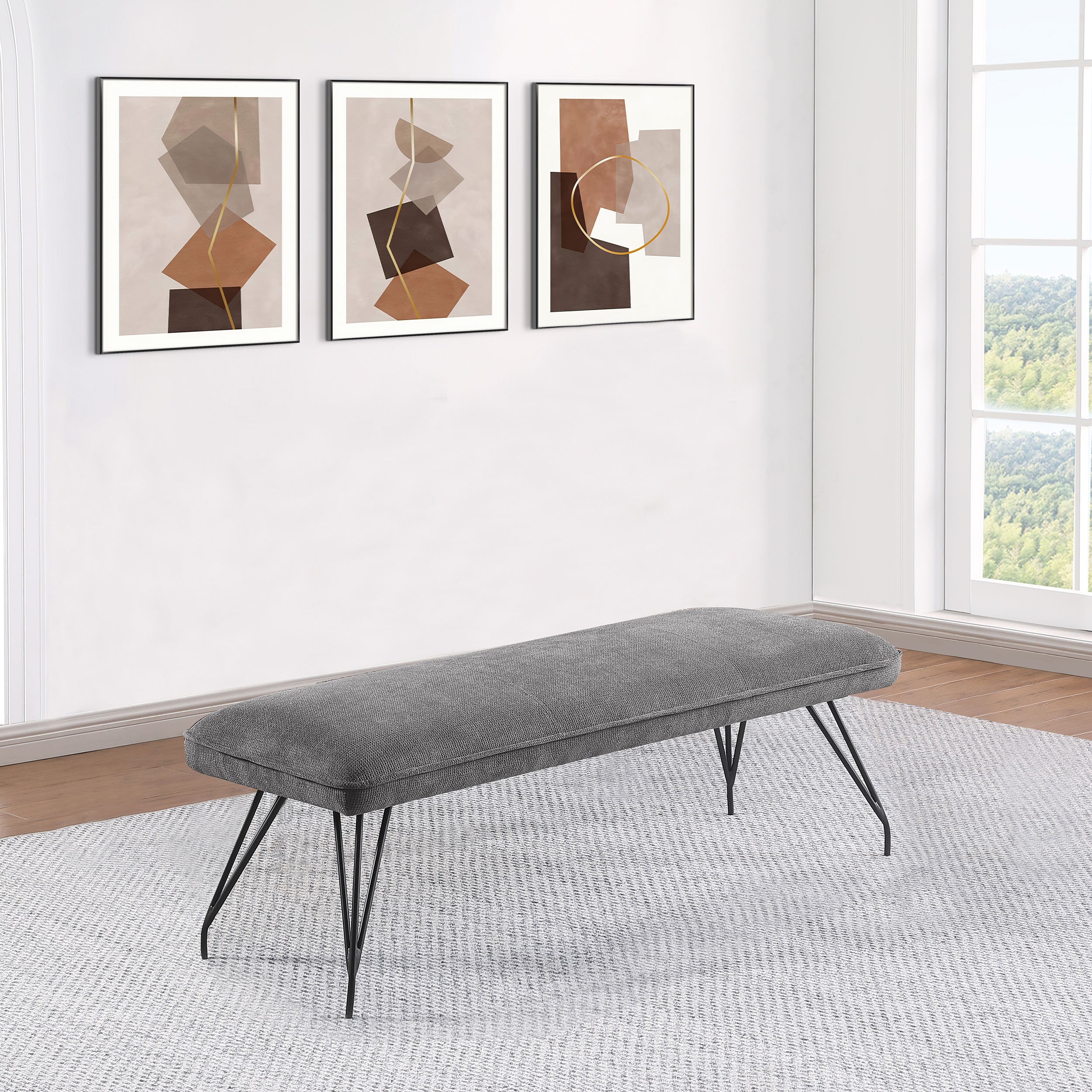 Dodson Fabric Upholstered Dining Bench Grey - MyWaynesHome #