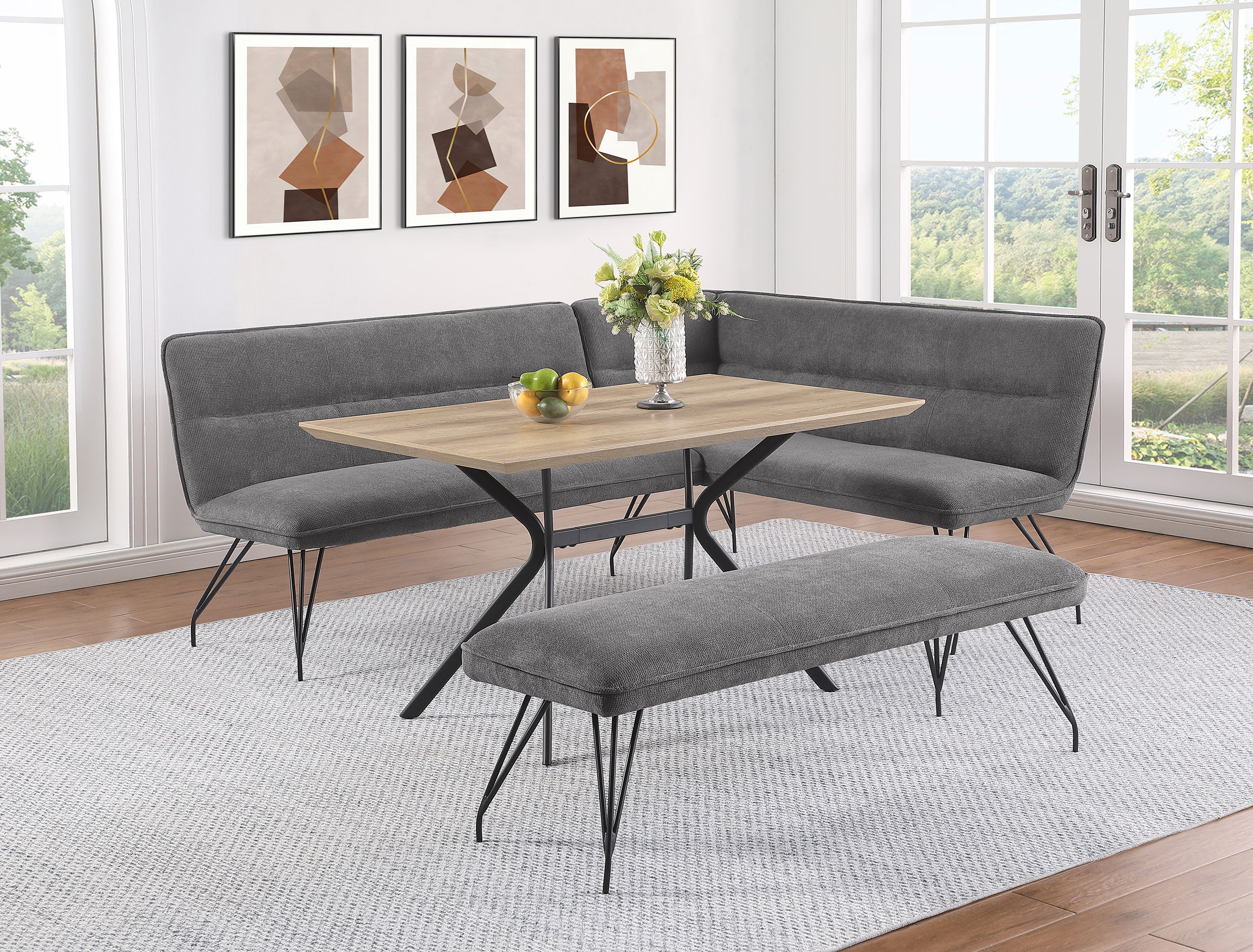 Dodson Fabric Upholstered Dining Bench Grey - MyWaynesHome #