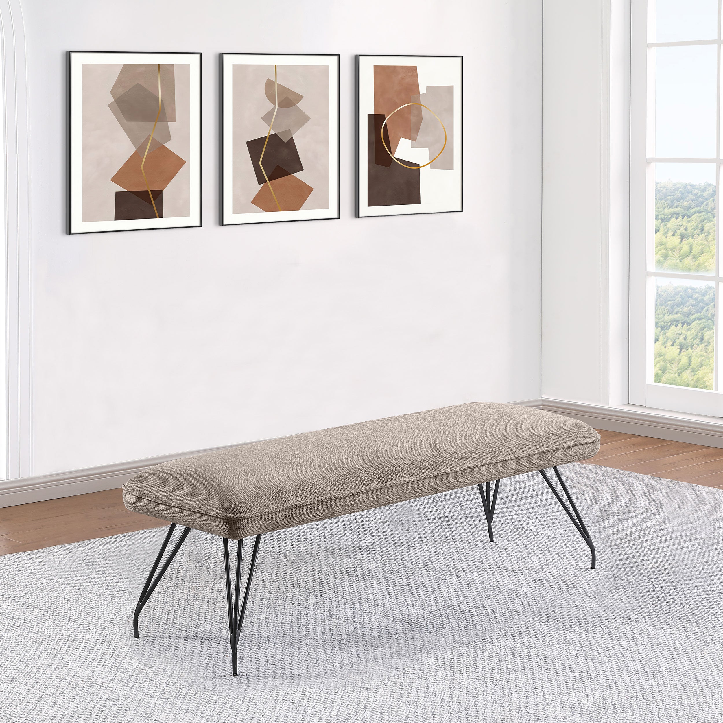 Dodson Fabric Upholstered Dining Bench Taupe - MyWaynesHome #