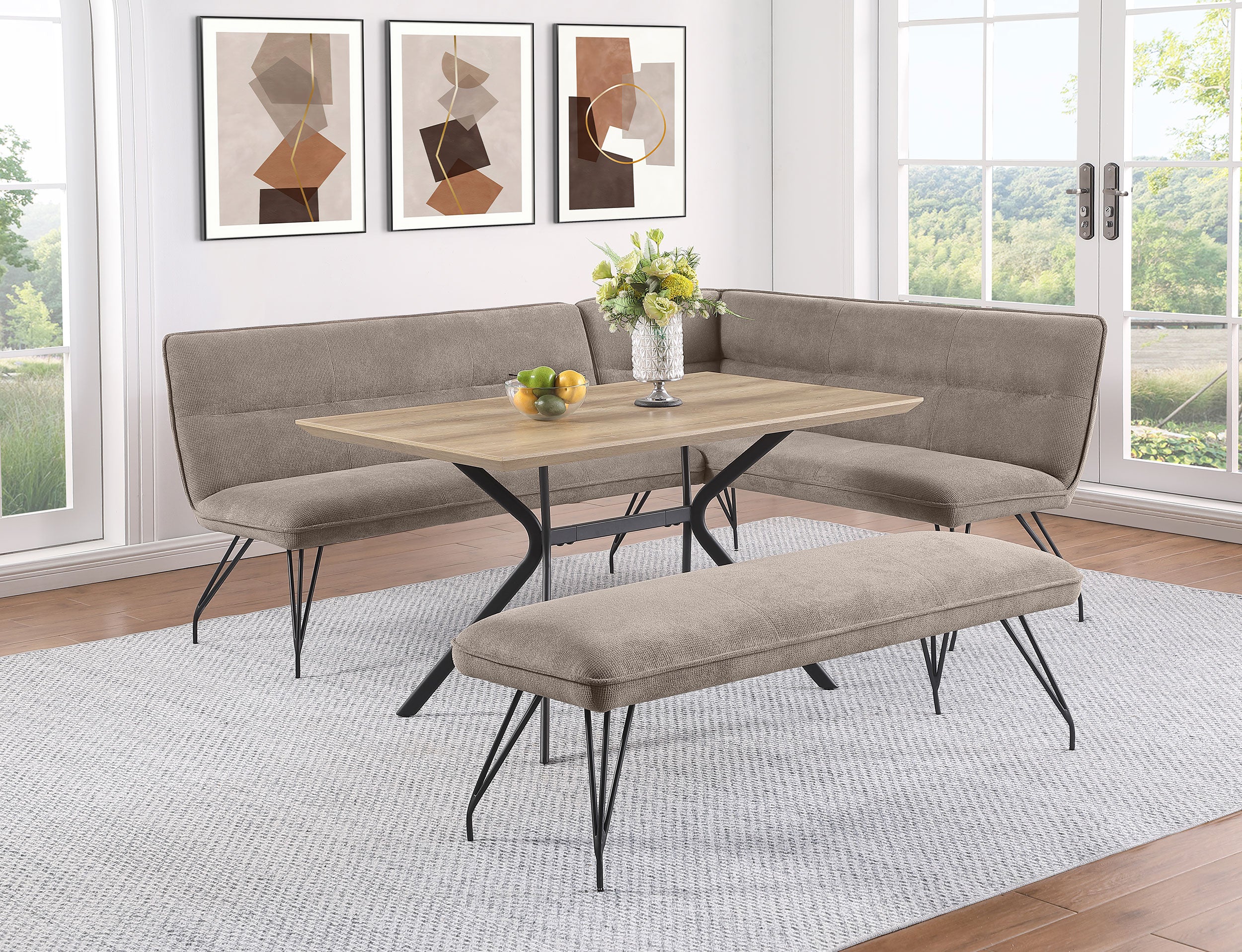 Dodson Fabric Upholstered Dining Bench Taupe - MyWaynesHome #