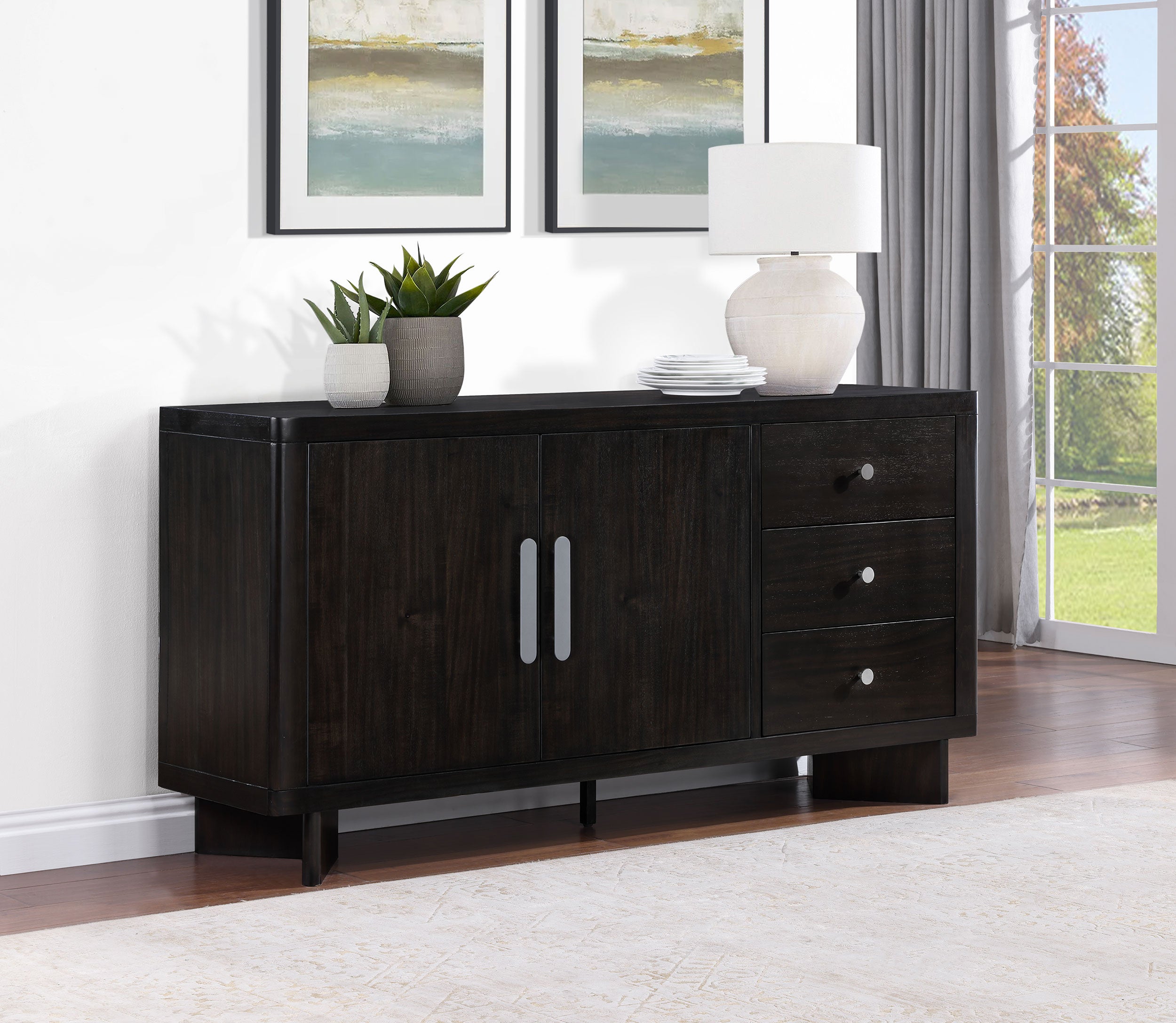 Hathaway 3-drawer Sideboard Buffet Cabinet Acacia Brown - MyWaynesHome #