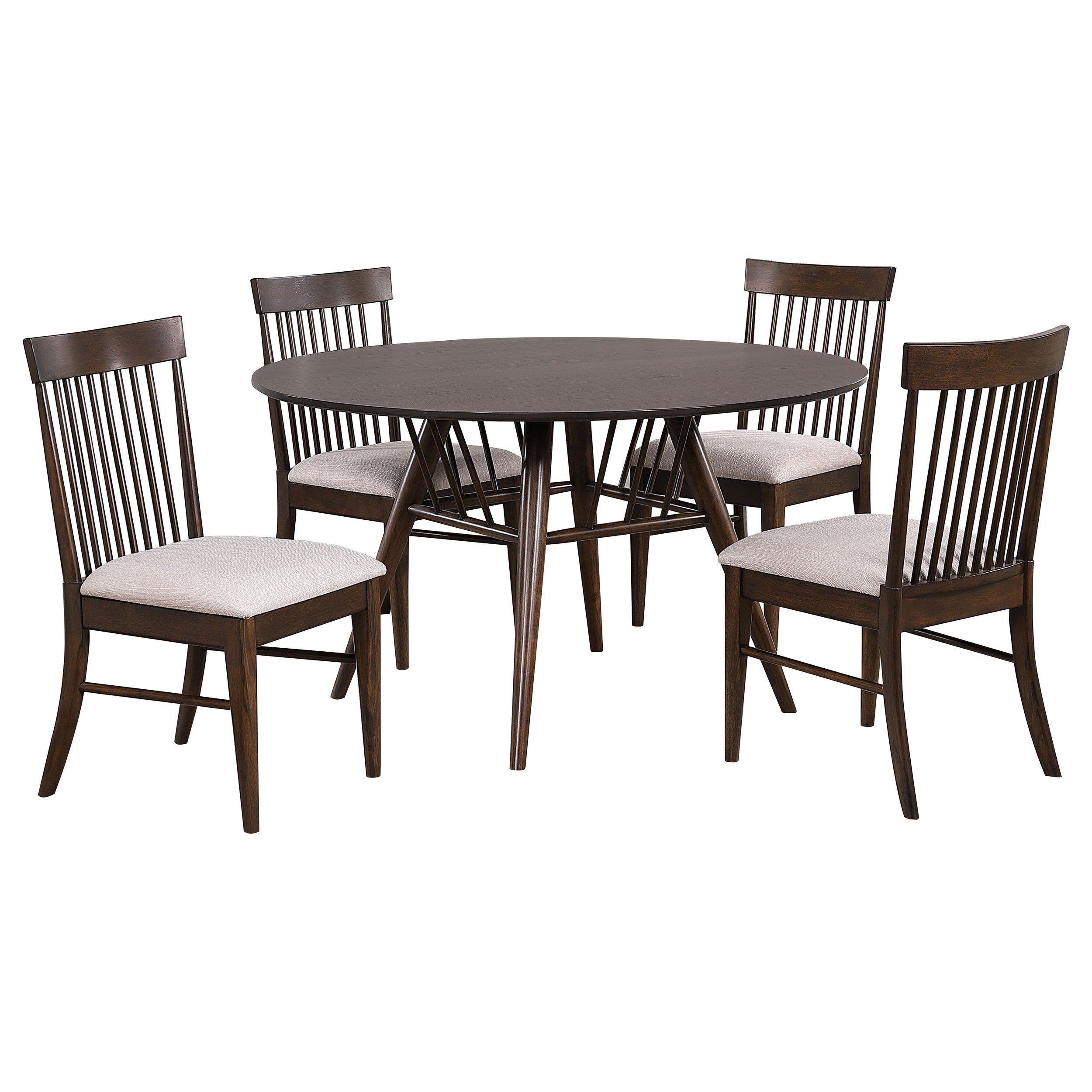 Everton 5-piece Round 54-inch Dining Table Set Dark Walnut - MyWaynesHome #