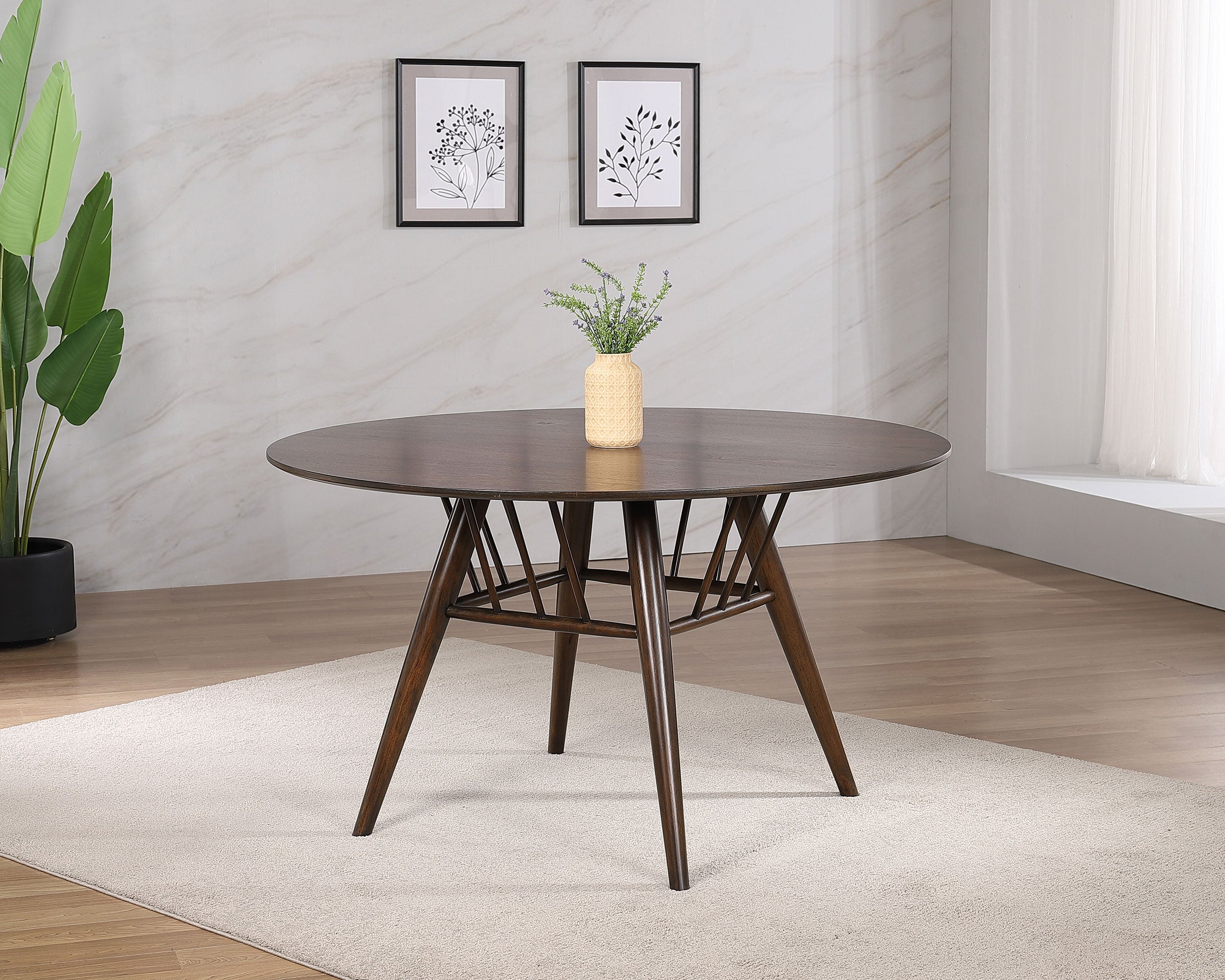 Everton Round 53-inch Wood Dining Table Dark Walnut - MyWaynesHome #