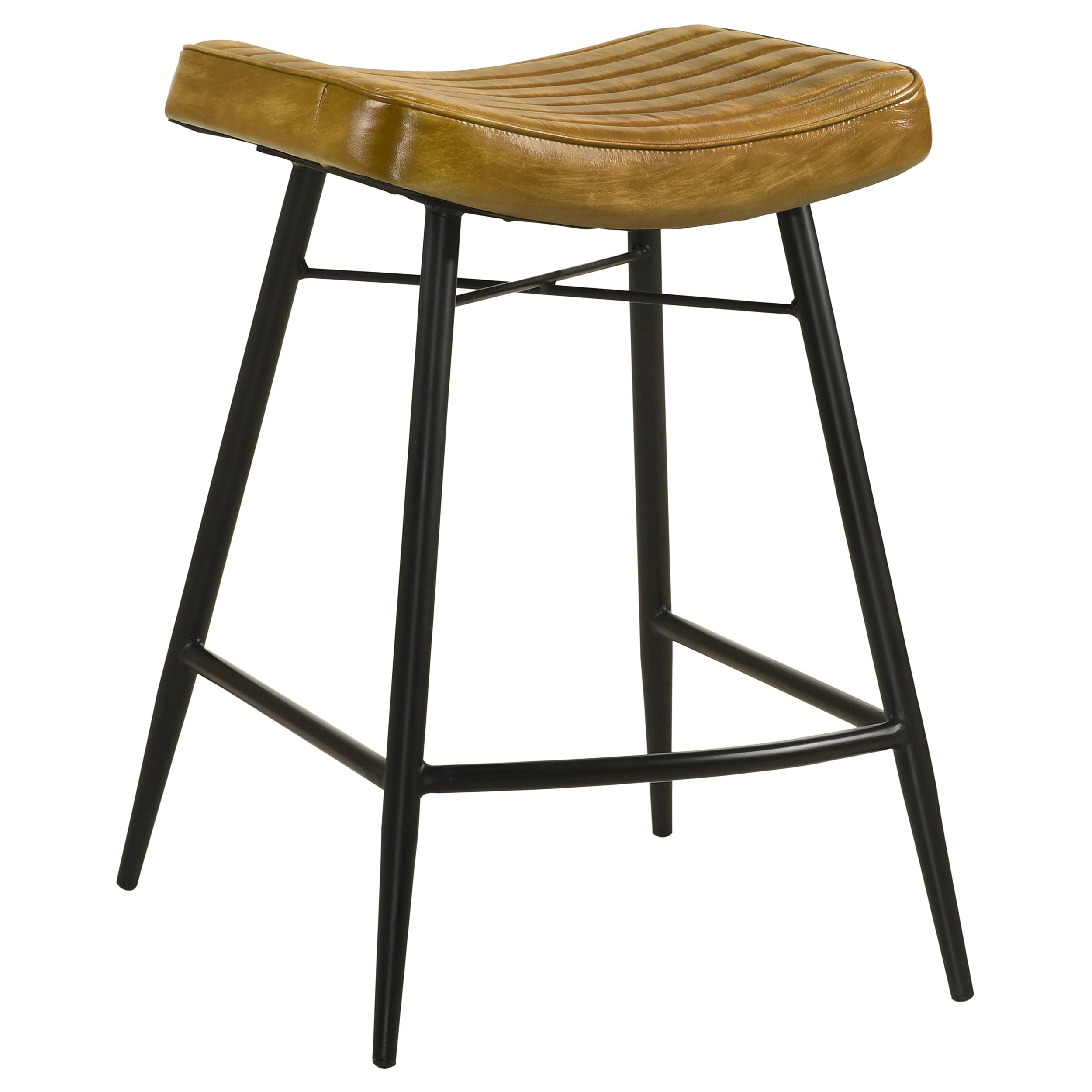 Bayu Leather Upholstered Counter Stool Camel (set Of 2)