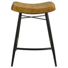 Bayu Leather Upholstered Counter Stool Camel (set Of 2)