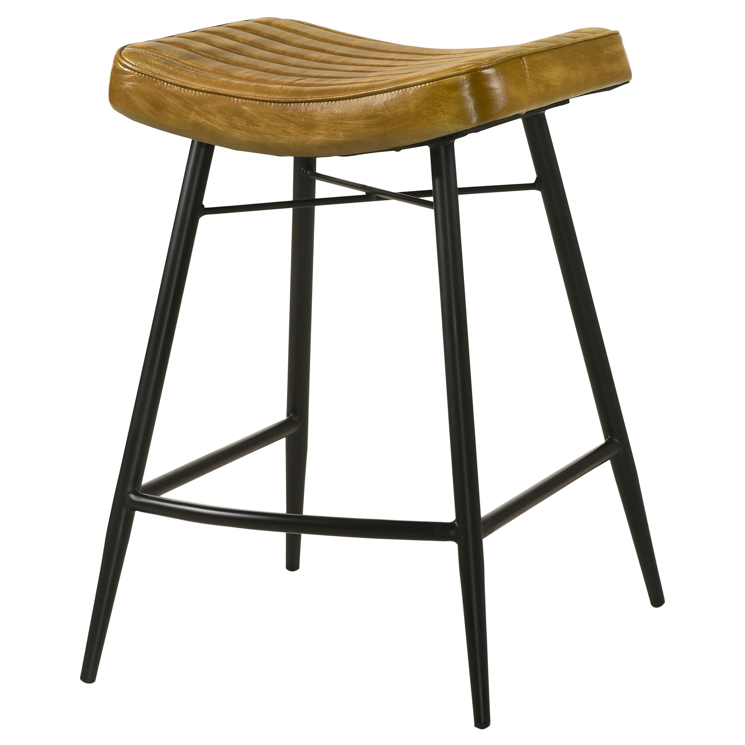 Bayu Leather Upholstered Counter Stool Camel (set Of 2)