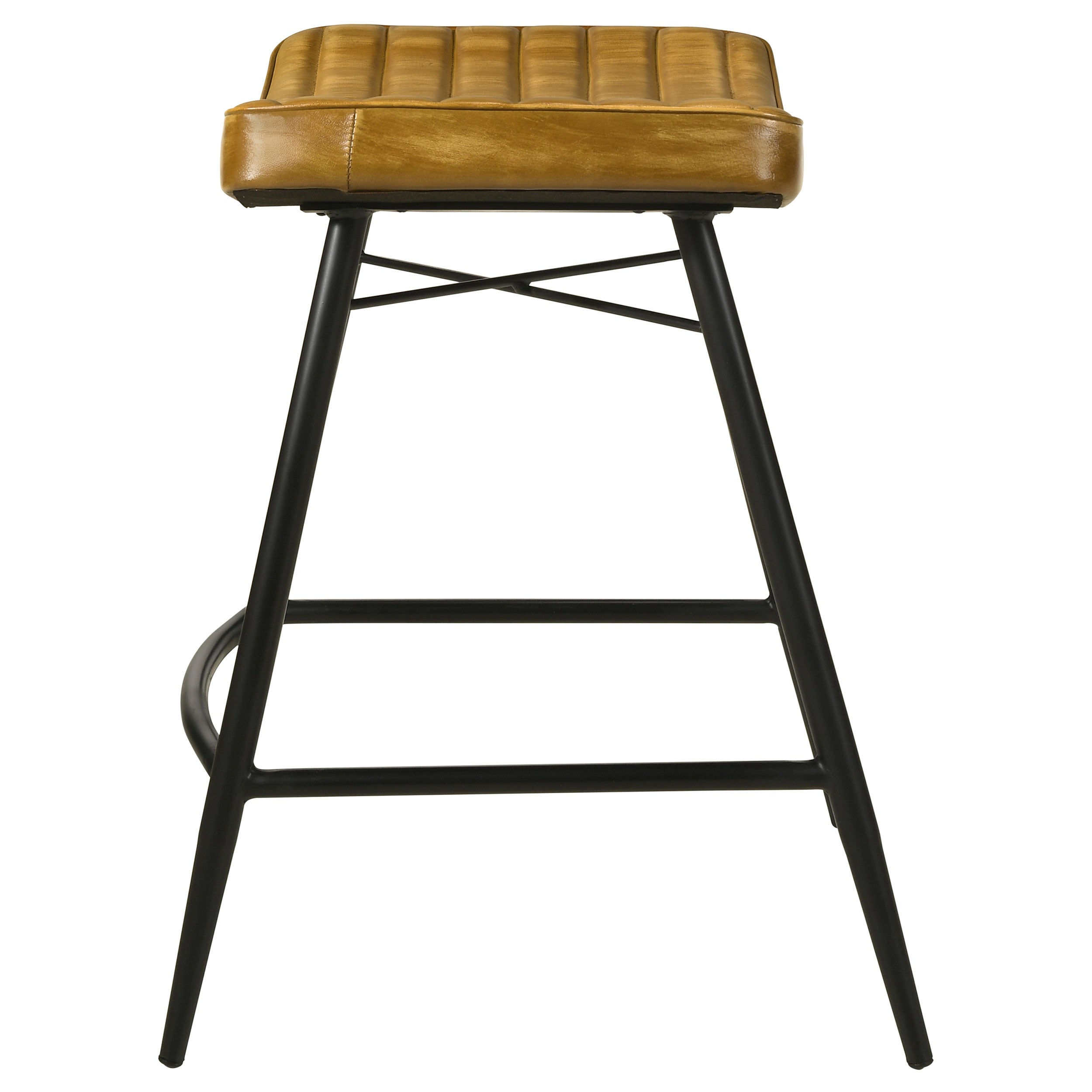Bayu Leather Upholstered Counter Stool Camel (set Of 2)