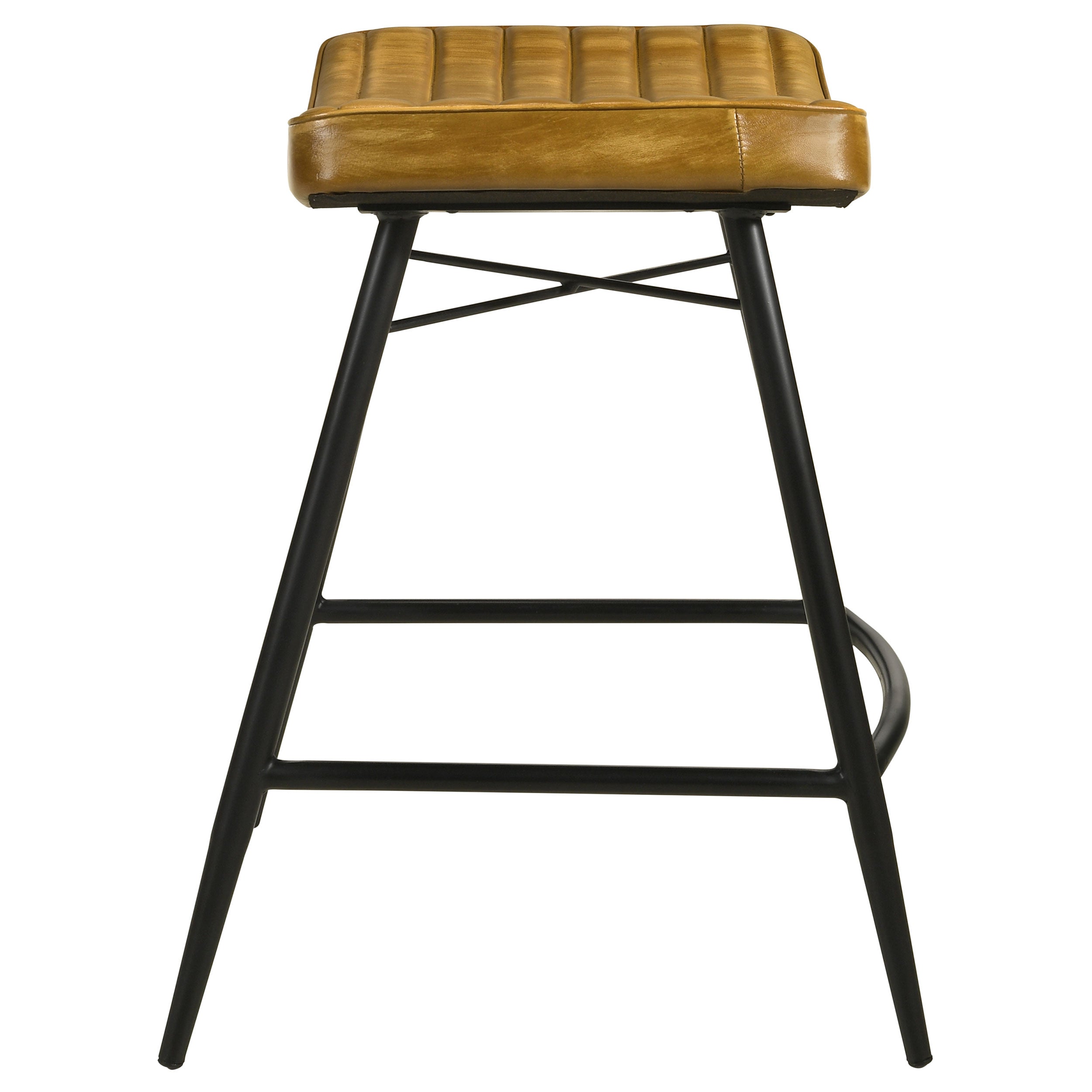 Bayu Leather Upholstered Counter Stool Camel (set Of 2)