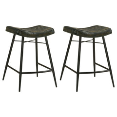 Bayu Leather Upholstered Counter Stool Espresso (set Of 2)