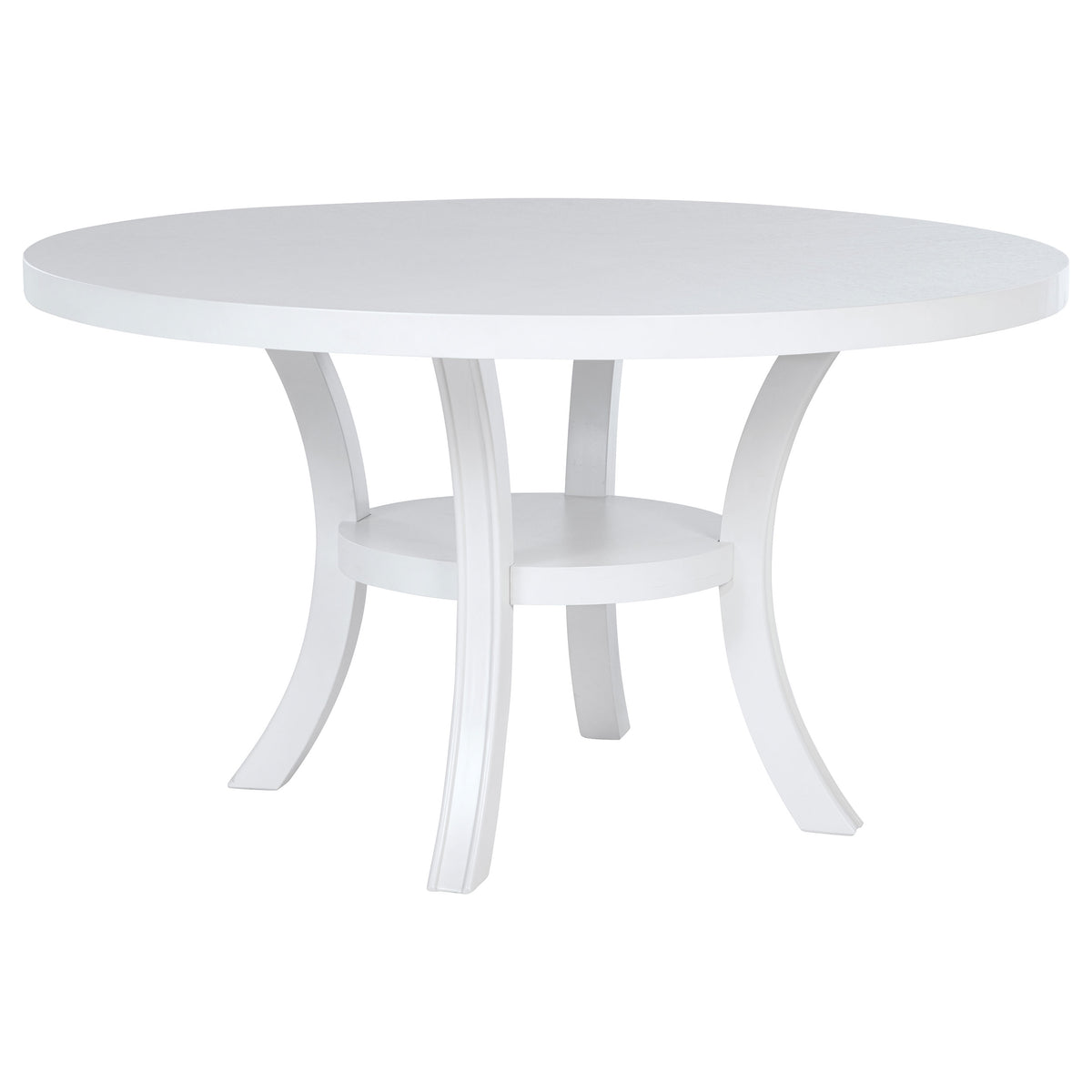 Judd 54-inch Round Dining Wood Table With Shelf Pearl White