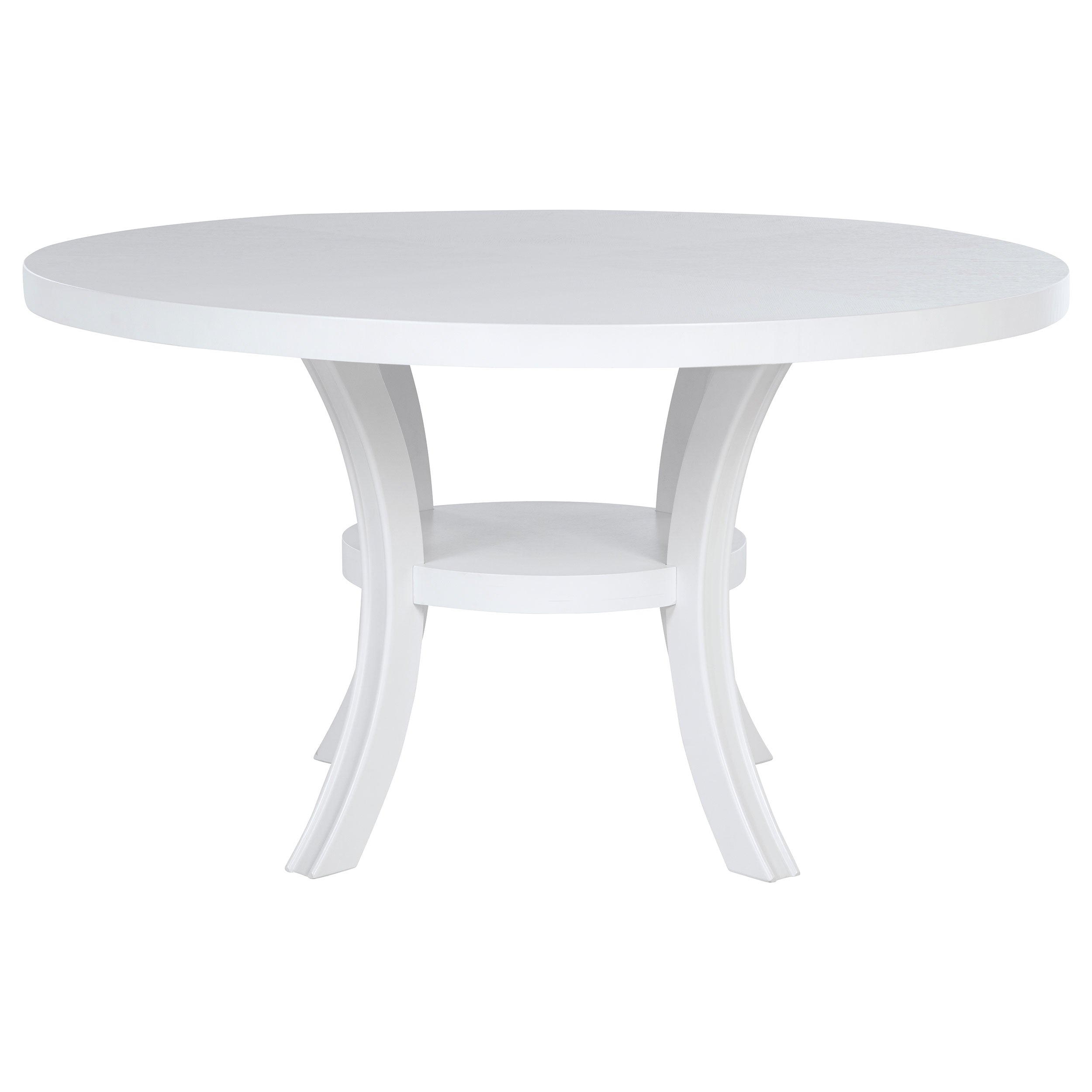 Judd 54-inch Round Dining Wood Table With Shelf Pearl White