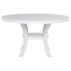 Judd 54-inch Round Dining Wood Table With Shelf Pearl White