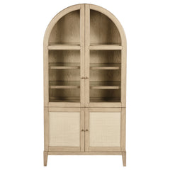 Kailani 4-door Cane Dining Vitrine Display Cabinet Beige Oak