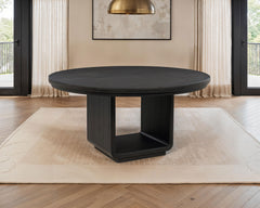 Leandro 60-inch Round Dining Table Burnished Black